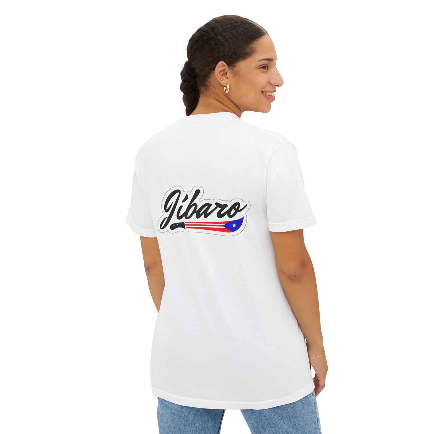 Jibaro Pocket TShirt Unisex Garment-Dyed Tee for Cultural Pride Puerto Rico Embroidered TShirt & Unisex Crewneck Sweatshirt