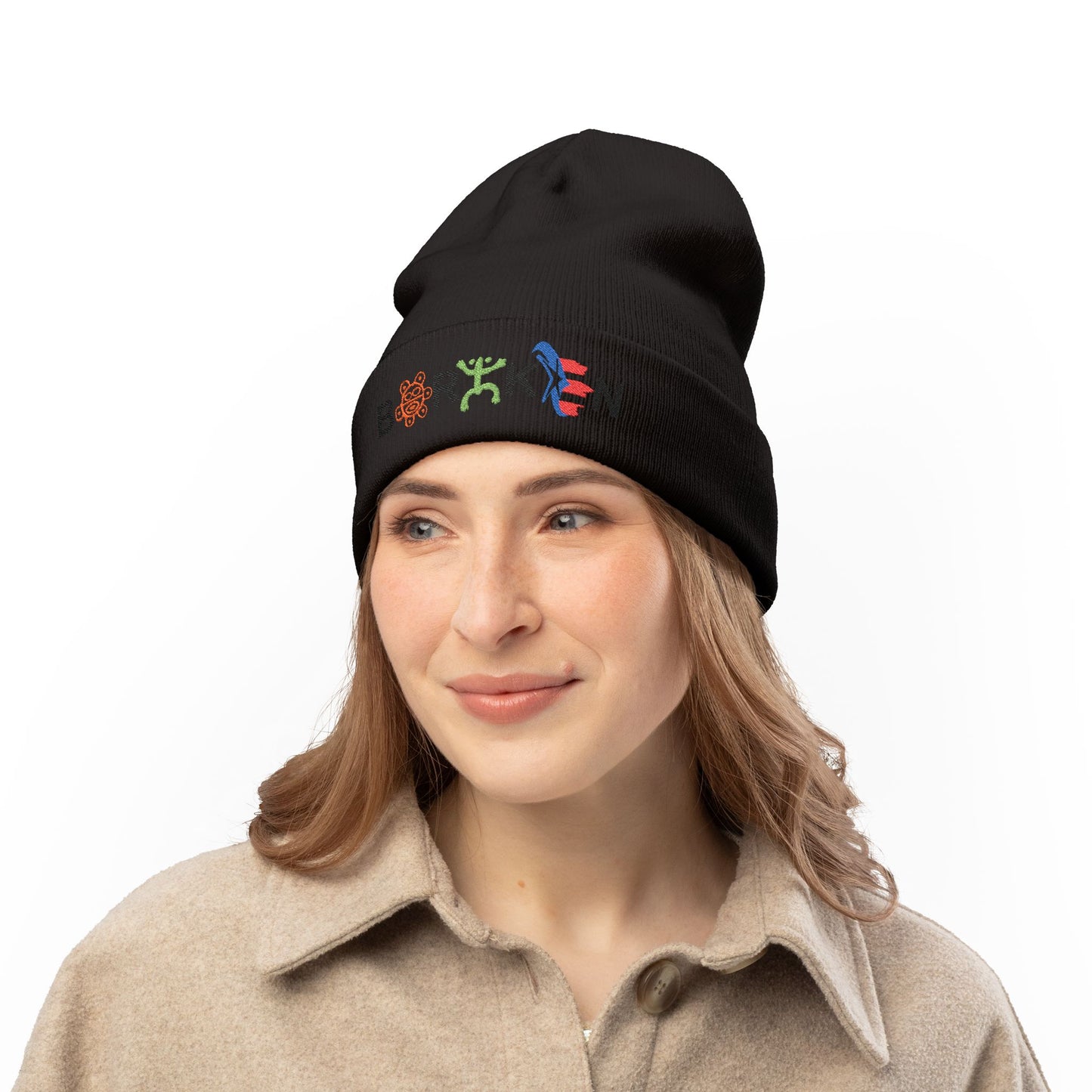 Boricua Winter Beanie – Puerto Rico Pride Knit Hat — Colorful Borough Icon Letters