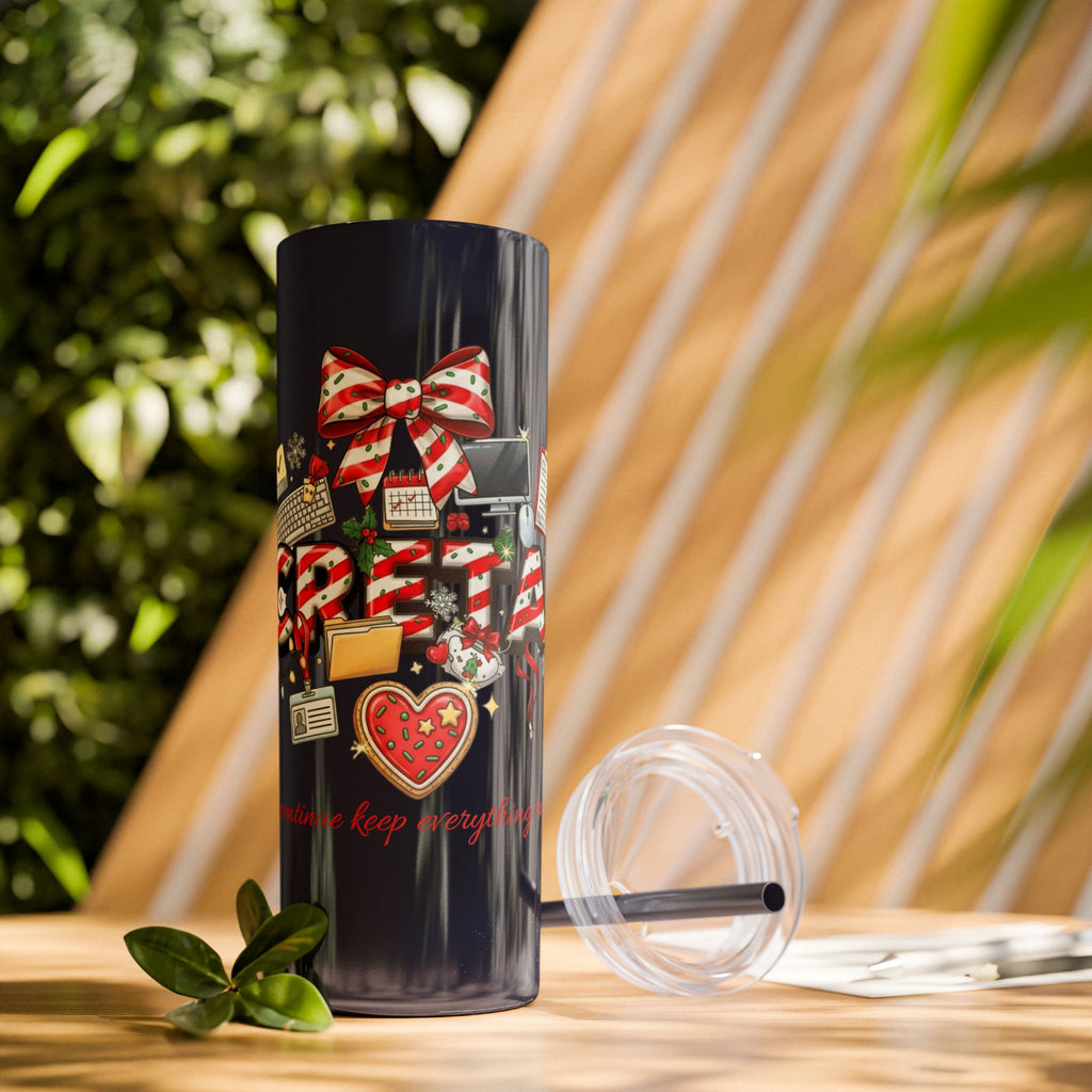 Christmas mug for the office team who keeps everything running smoothly. Candy Cane Christmas Office Secret Santa Design, 20oz with Straw