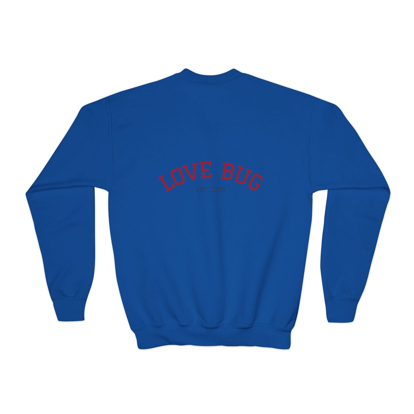 Youth Sweatshirt  Cute Girl with Heart Shower "Love Bug" Crewneck