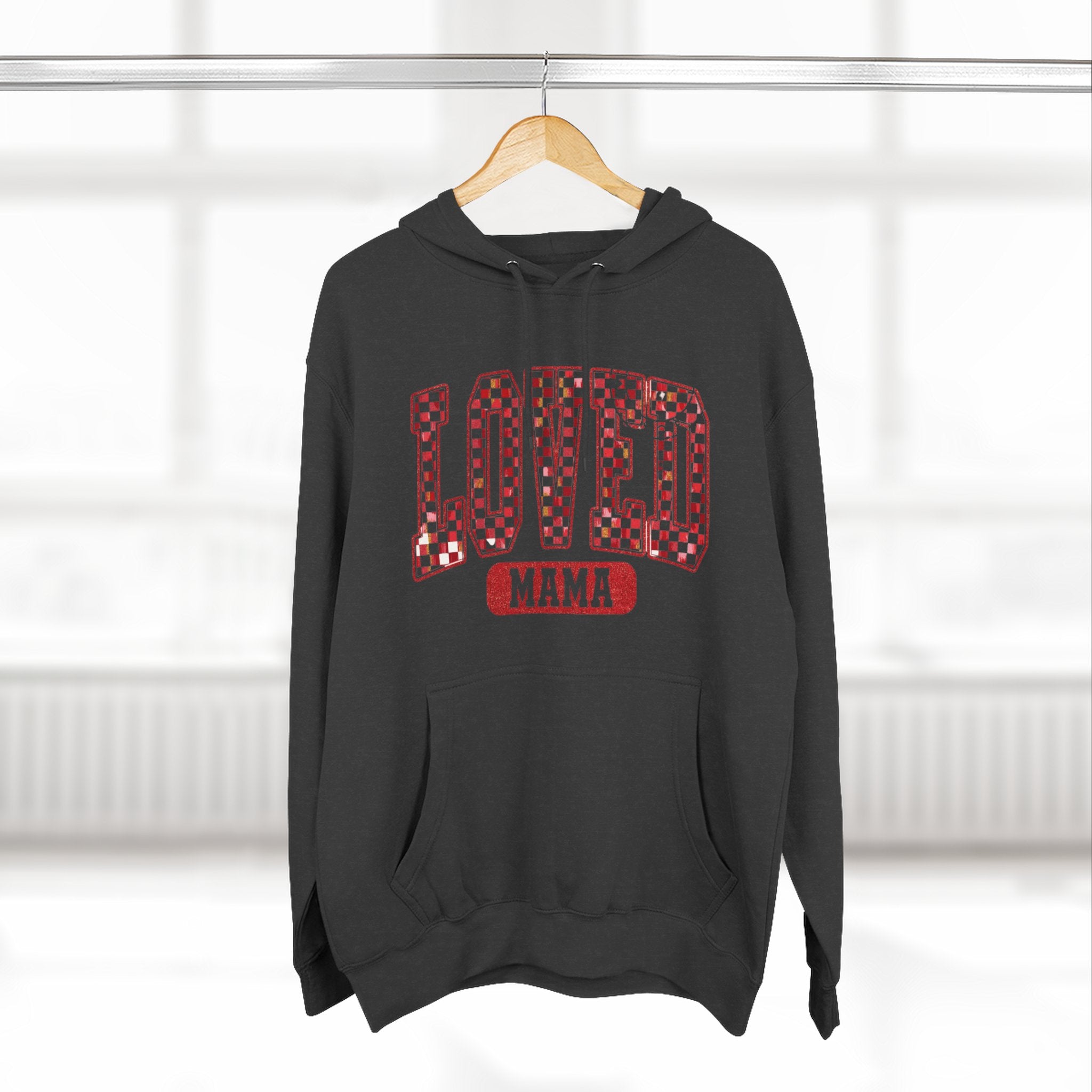 Hoodie  Loved Mama Checkerboard Graphic Hoodie