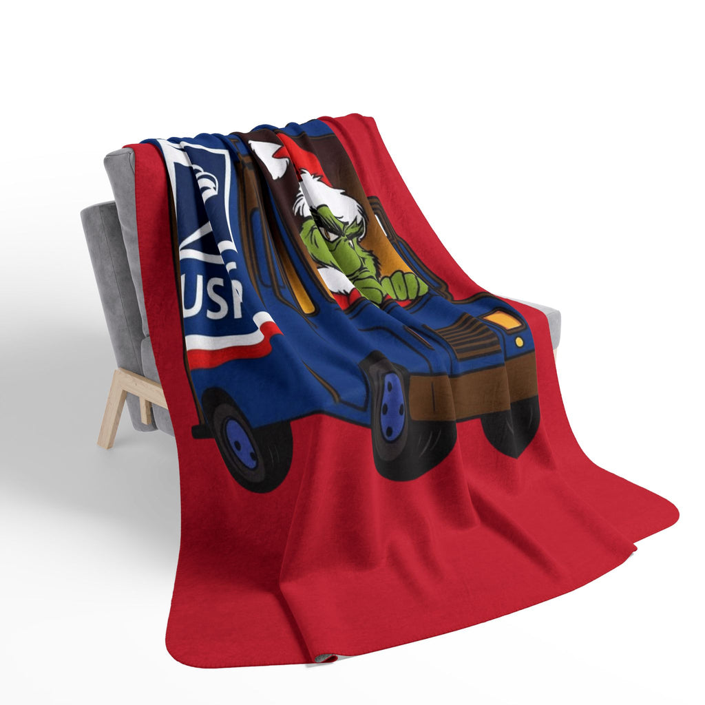 Magical Christmas Cartoon Blanket USPS Grinch Holiday Fleece Sherpa Blanket