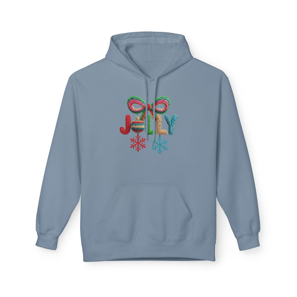 Jolly Candy Cane Holiday Hoodie — "JOLLY" Festive Sweatshirt