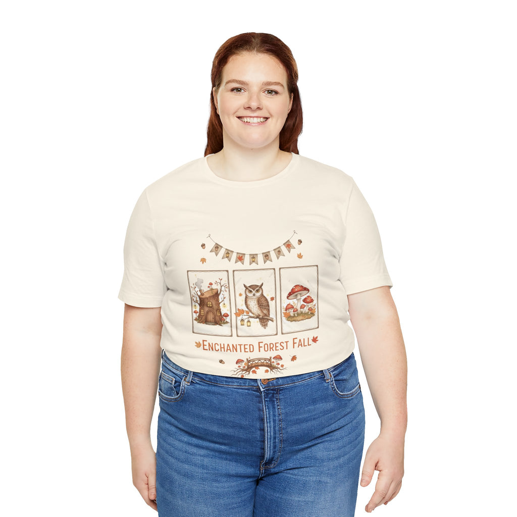 Enchanted Forest Fall Tee, Cute Owl Shirt, Autumn Graphic Tee, Nature Lover Gift, Cozy Fall Apparel, Wildlife T-Shirt, Unisex Fall Top