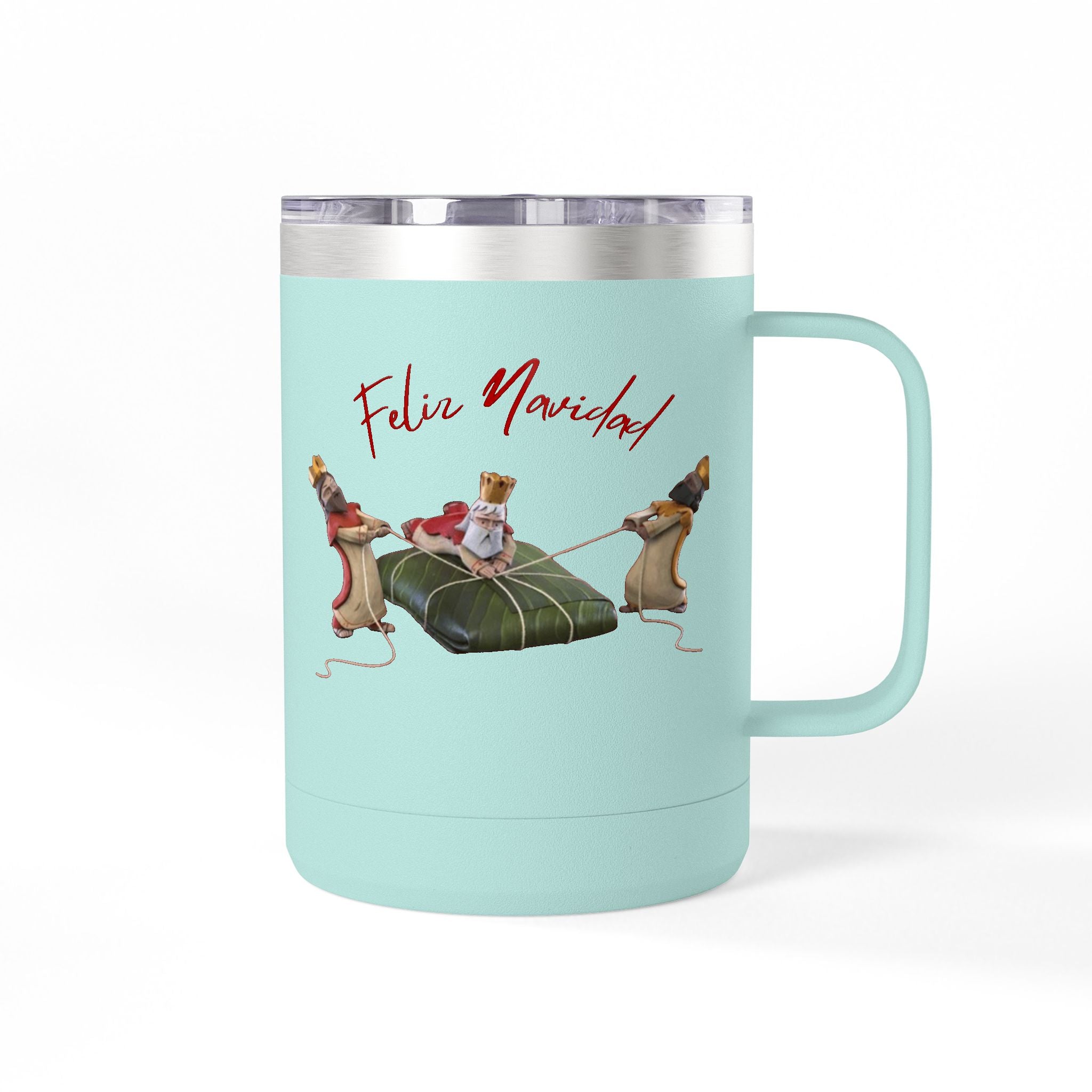 3 KINGS Holiday Travel Tumbler — 'Feliz Navidad' Dachshund Santa Design Coffee Cup for Fun Celebrations