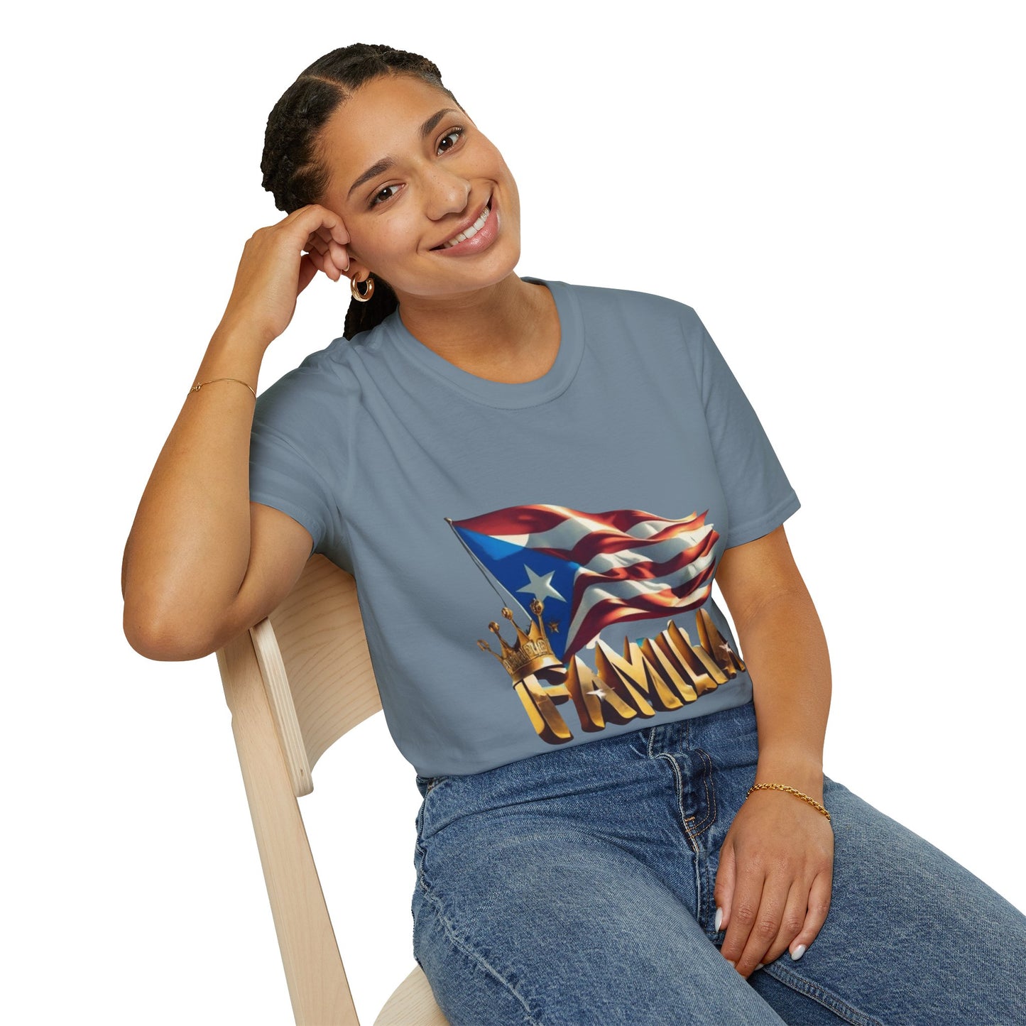 Puerto Rican Familia T-Shirt, Unisex Softstyle Tee, Patriotic Shirt, Family Unity Gift, Summer Celebration Apparel