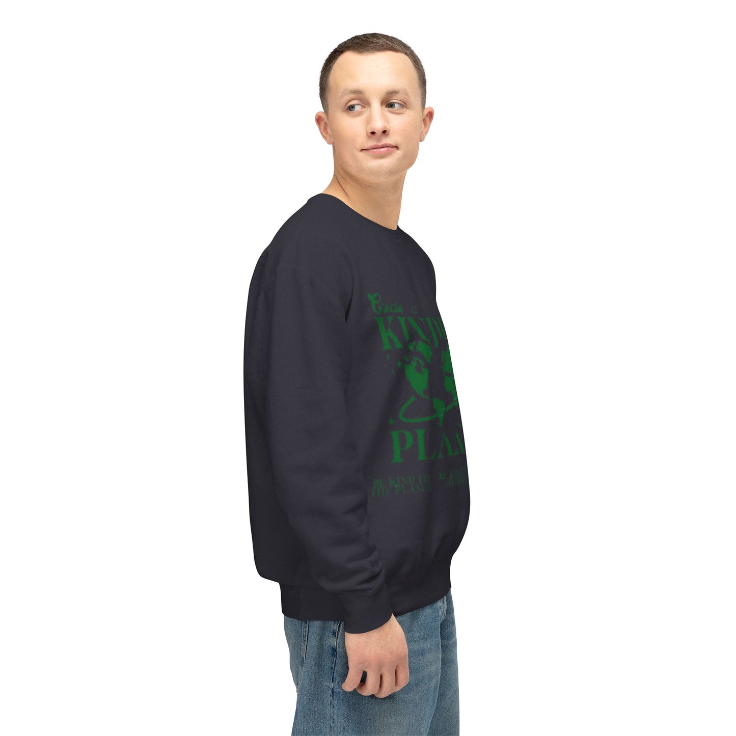 Kinder Planet Crewneck Sweatshirt Eco-Friendly Earth Day Graphic Pullover