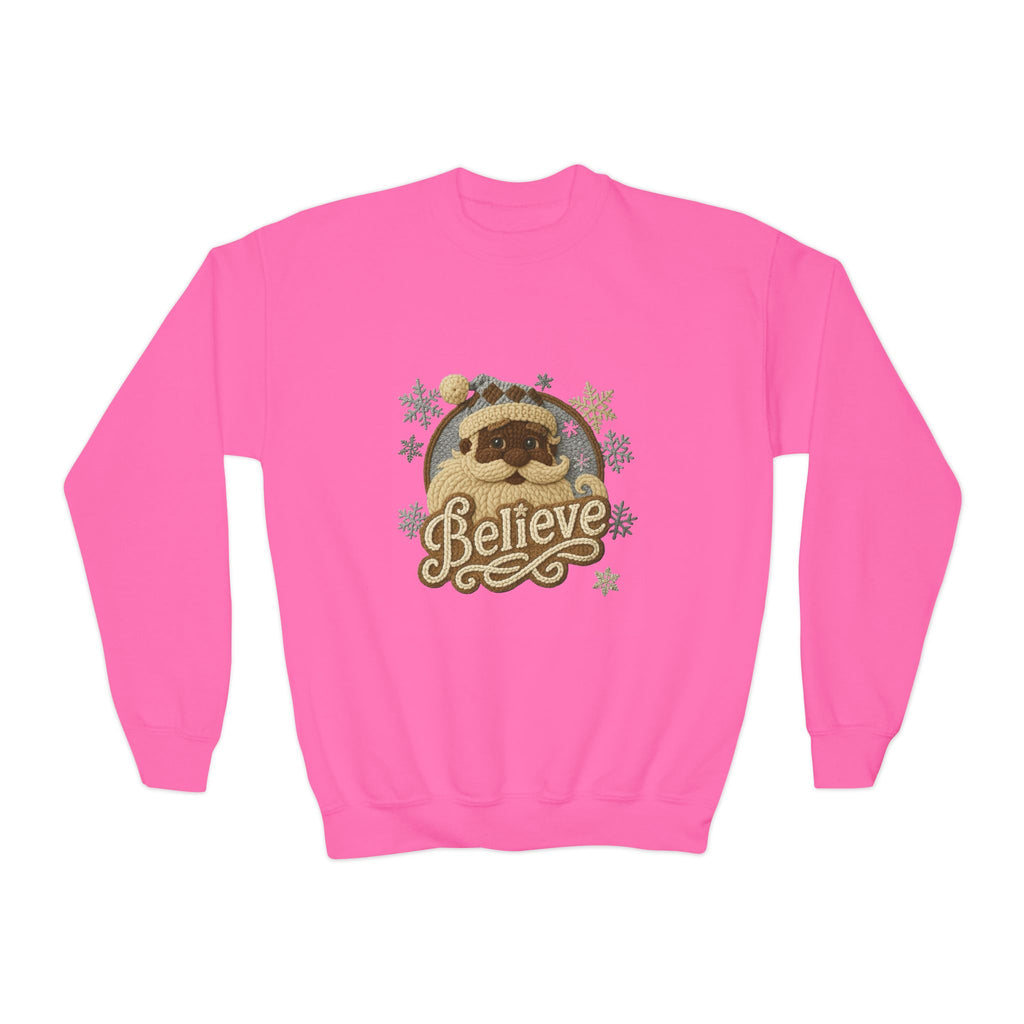 Youth Sweatshirt  'Believe' Cozy Sloth Holiday Crewneck