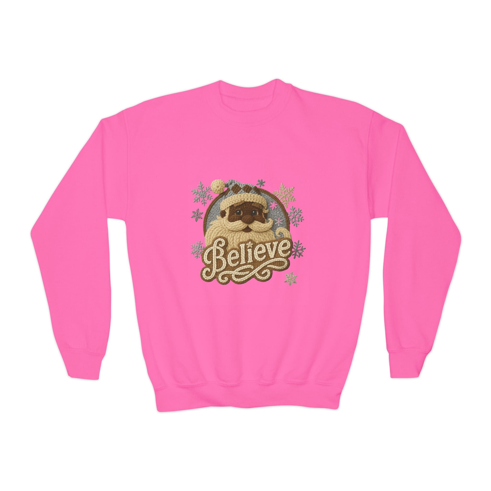 Youth Sweatshirt  'Believe' Cozy Sloth Holiday Crewneck