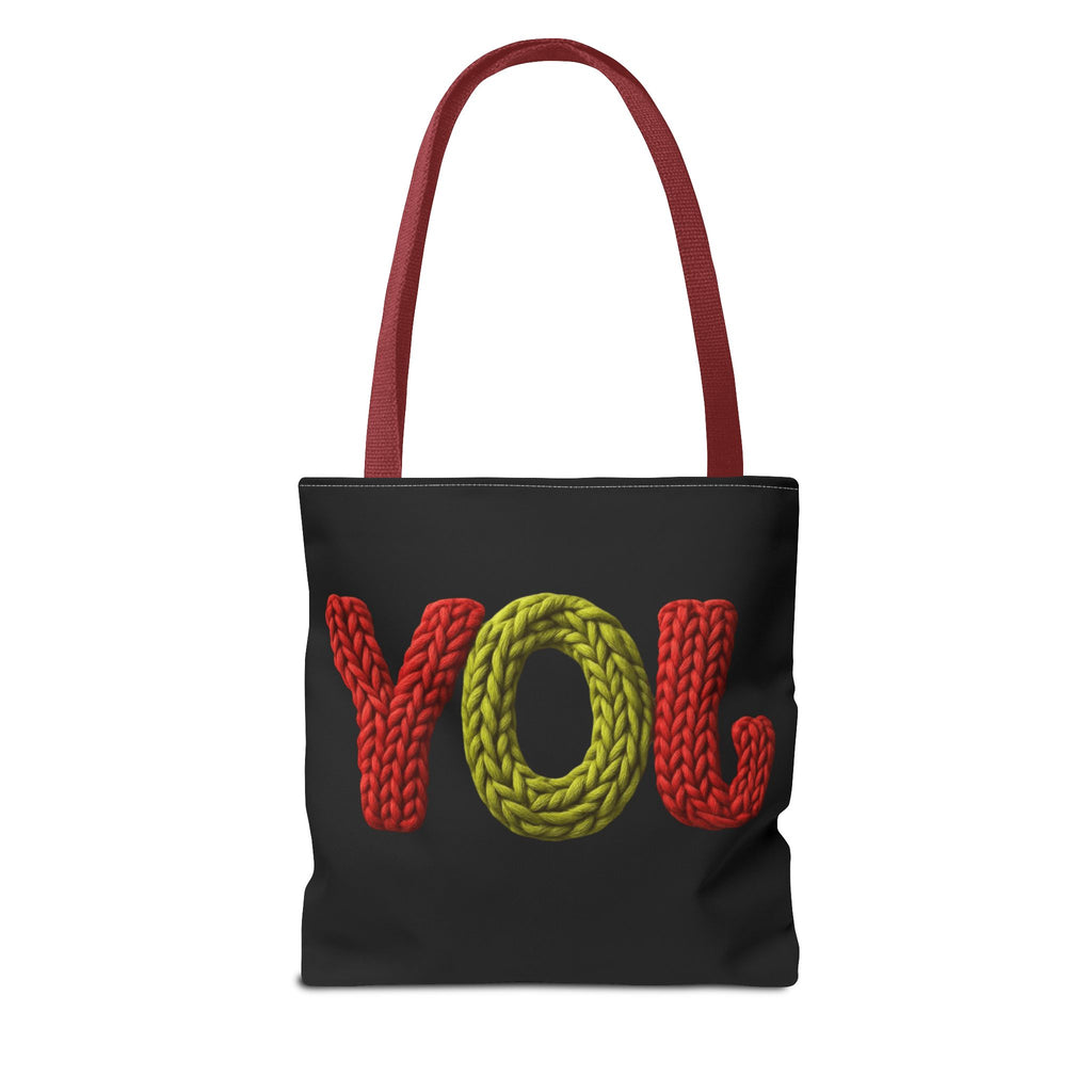 Christmas Tote Bag  Festive Holiday DesigJoy Knit Tote Bag  Colorful 'JOY' Yarn Design, Cozy Holiday Gift Tote
