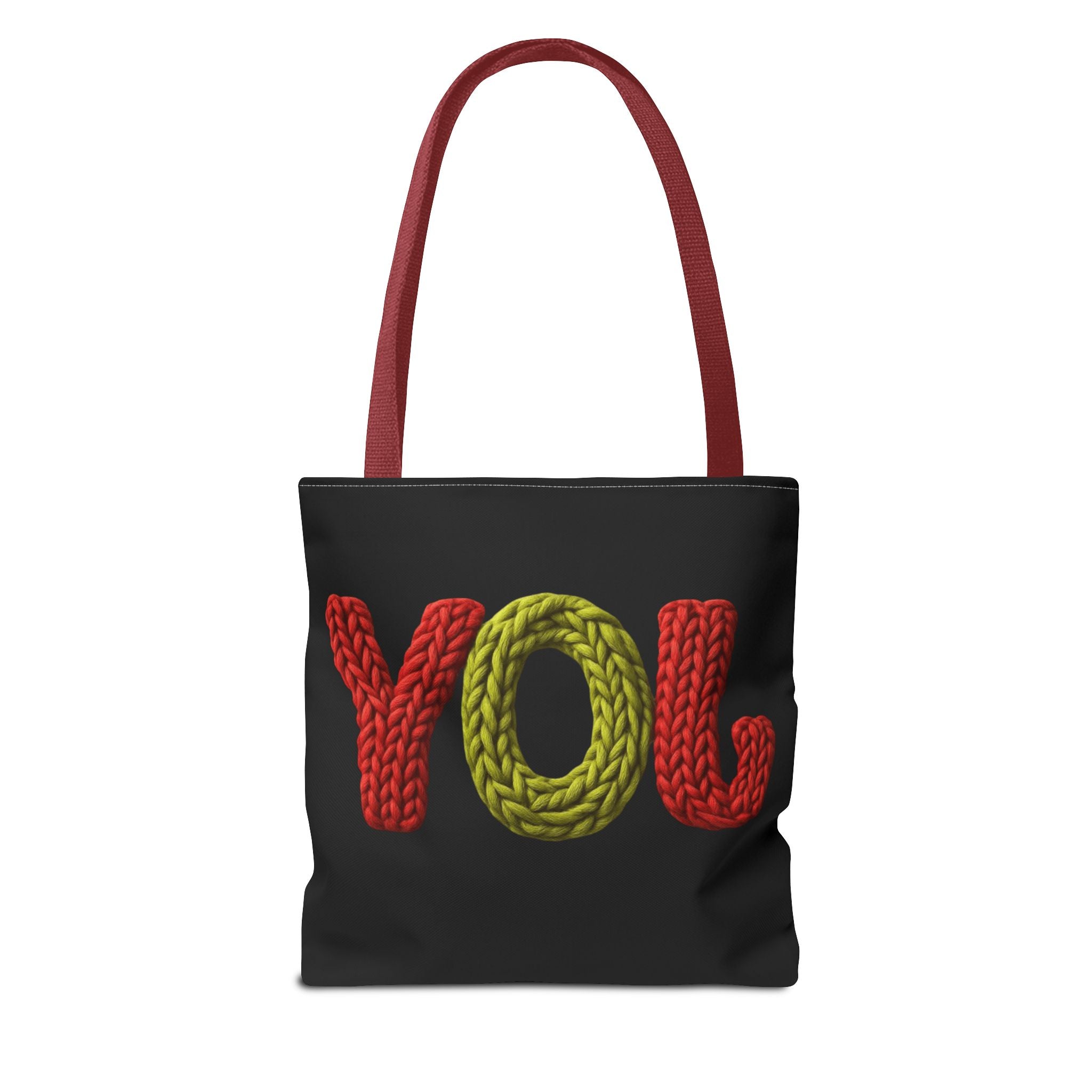 Christmas Tote Bag  Festive Holiday DesigJoy Knit Tote Bag  Colorful 'JOY' Yarn Design, Cozy Holiday Gift Tote