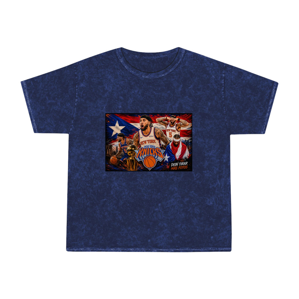 Mineral Wash Tee — Vintage Basketball Collage (Puerto Rico Flag)