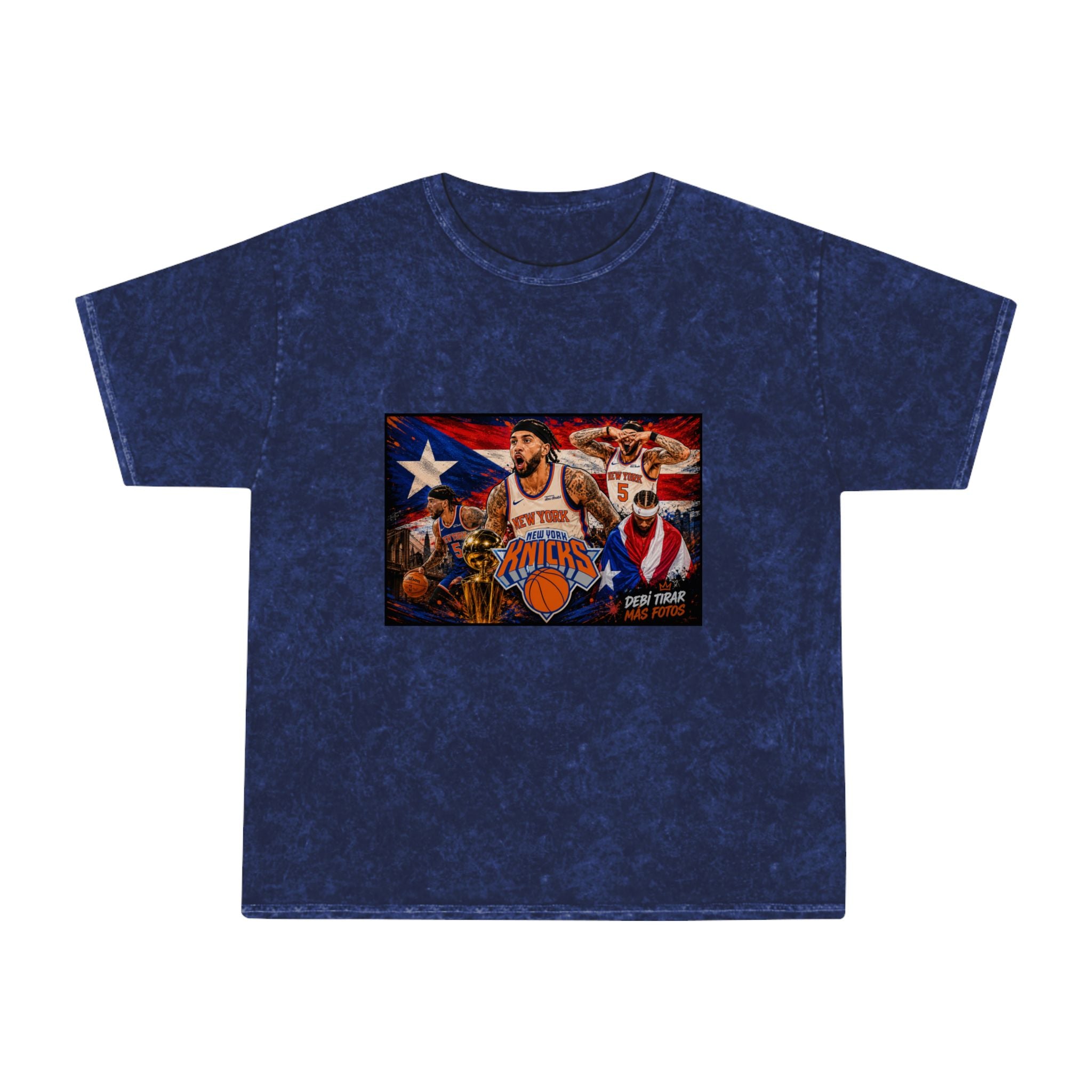 Mineral Wash Tee — Vintage Basketball Collage (Puerto Rico Flag)