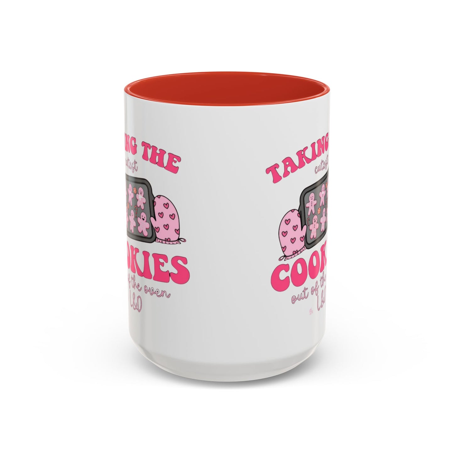 Accent Coffee Mug — "Taking the Cookies" Cute Pink Baking Design Coffee Cup for Fun Celebrations