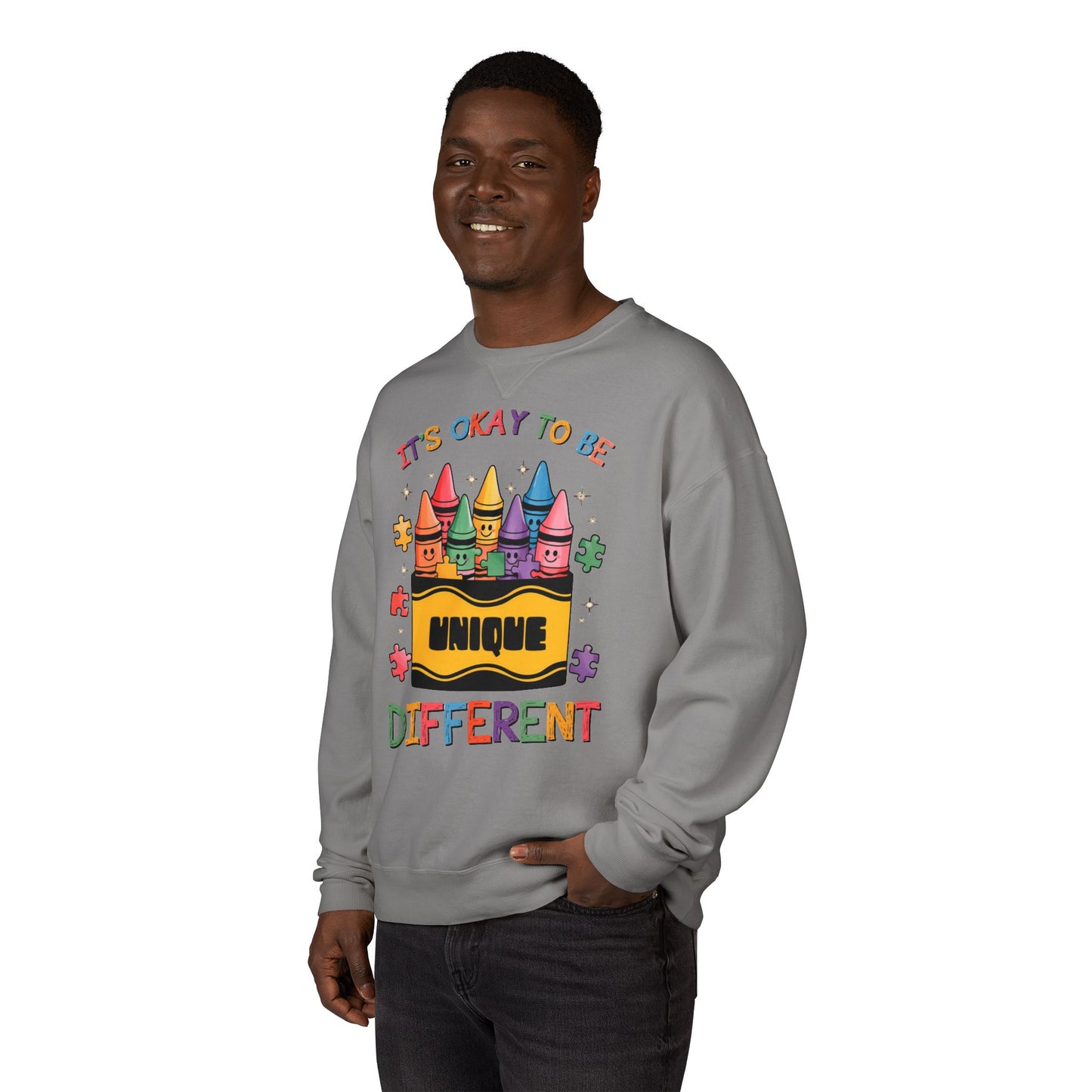Autism Awareness & Pride Collection Unique & Different Crewneck Sweatshirt - Unisex ComfortWash®