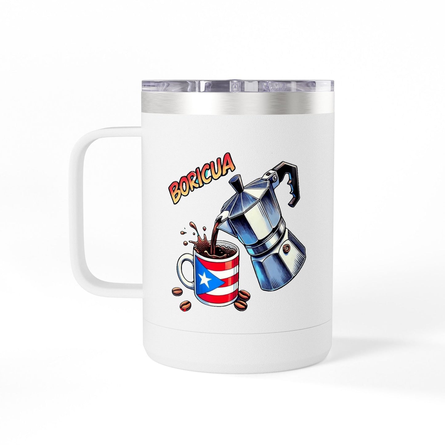 Puerto Rican Coffee Mug Tumbler, 15oz | Great Gift for Coffee Lovers, Unique Kitchen Decor, Perfect for Birthdays & Holidays