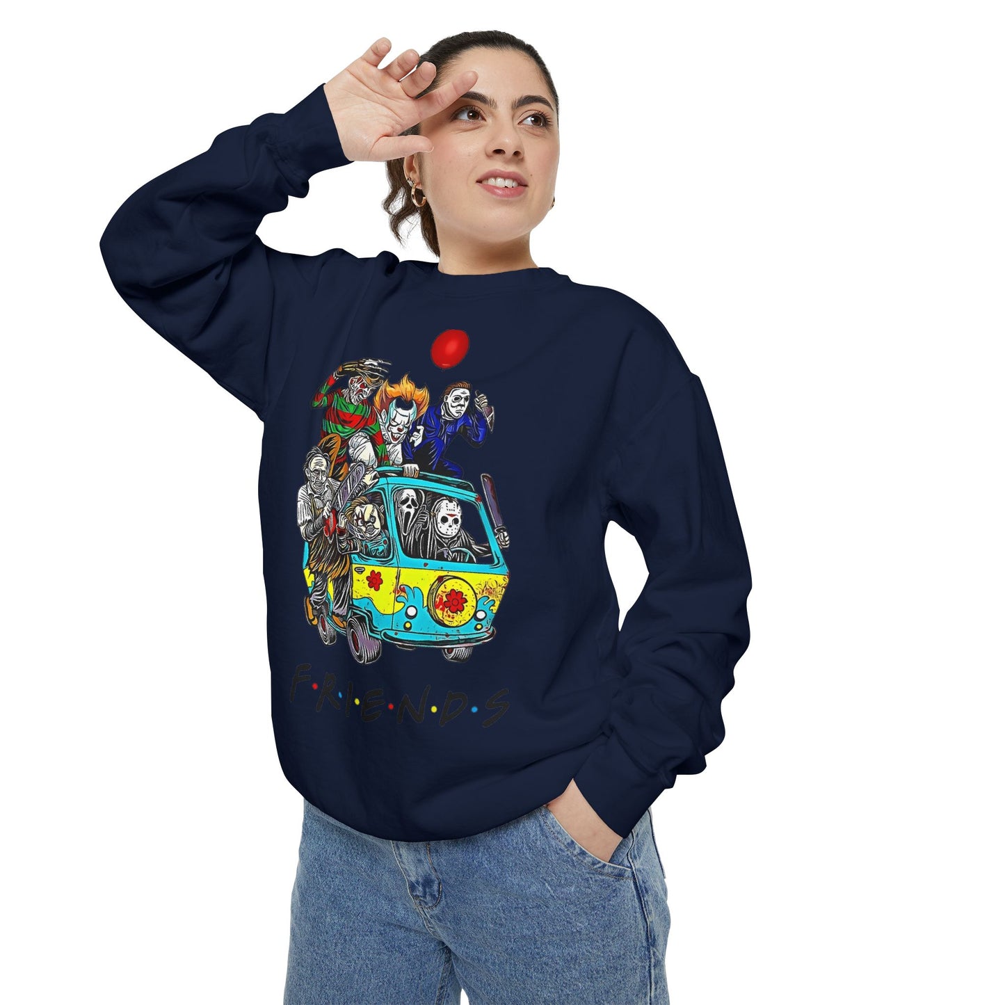 Friends-Inspired Unisex Garment-Dyed Sweatshirt, Cozy Casual Wear, Unique Graphic Sweatshirt, Perfect Gift, Everyday Style