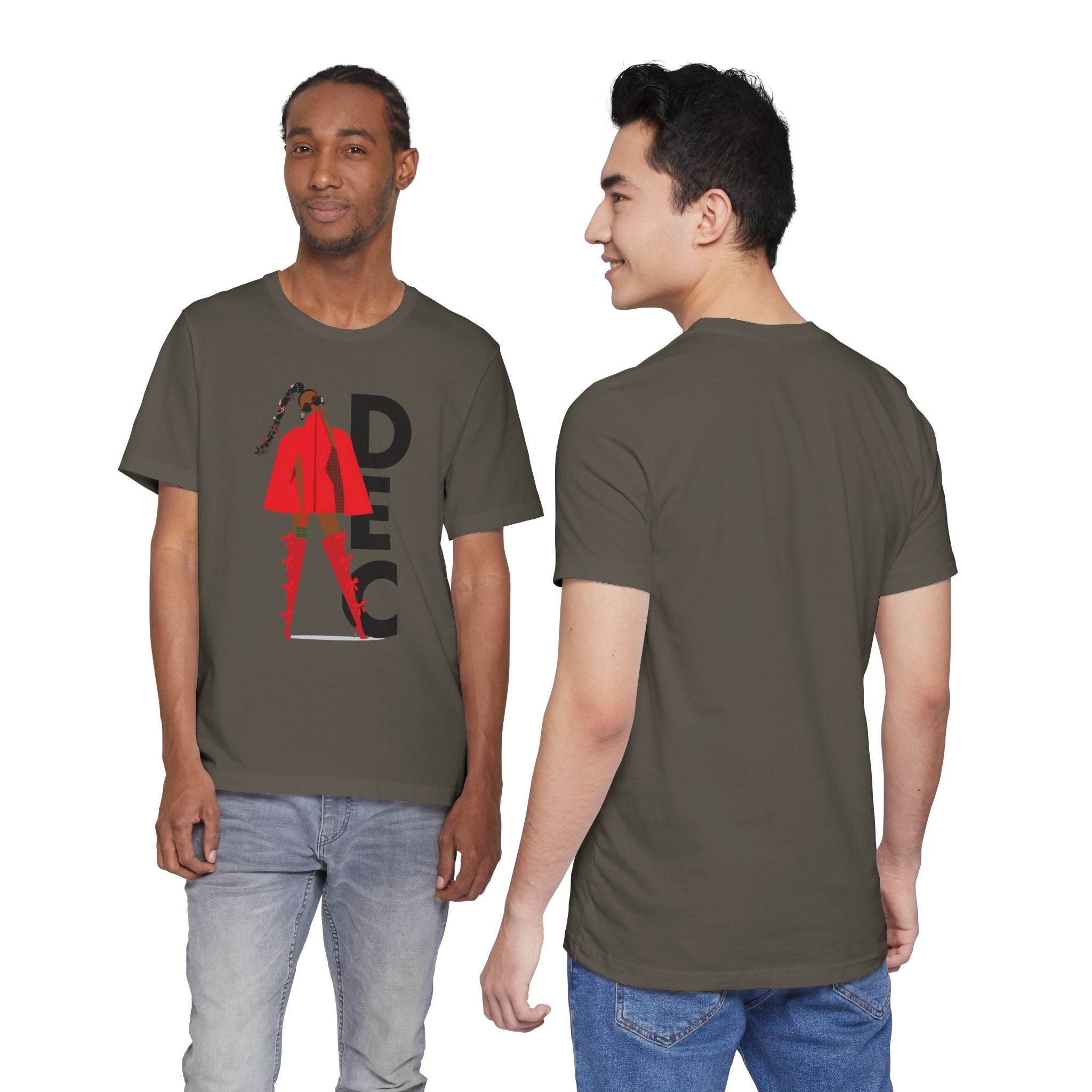 December Fashion Tee  Red Coat Model Graphic Shirt