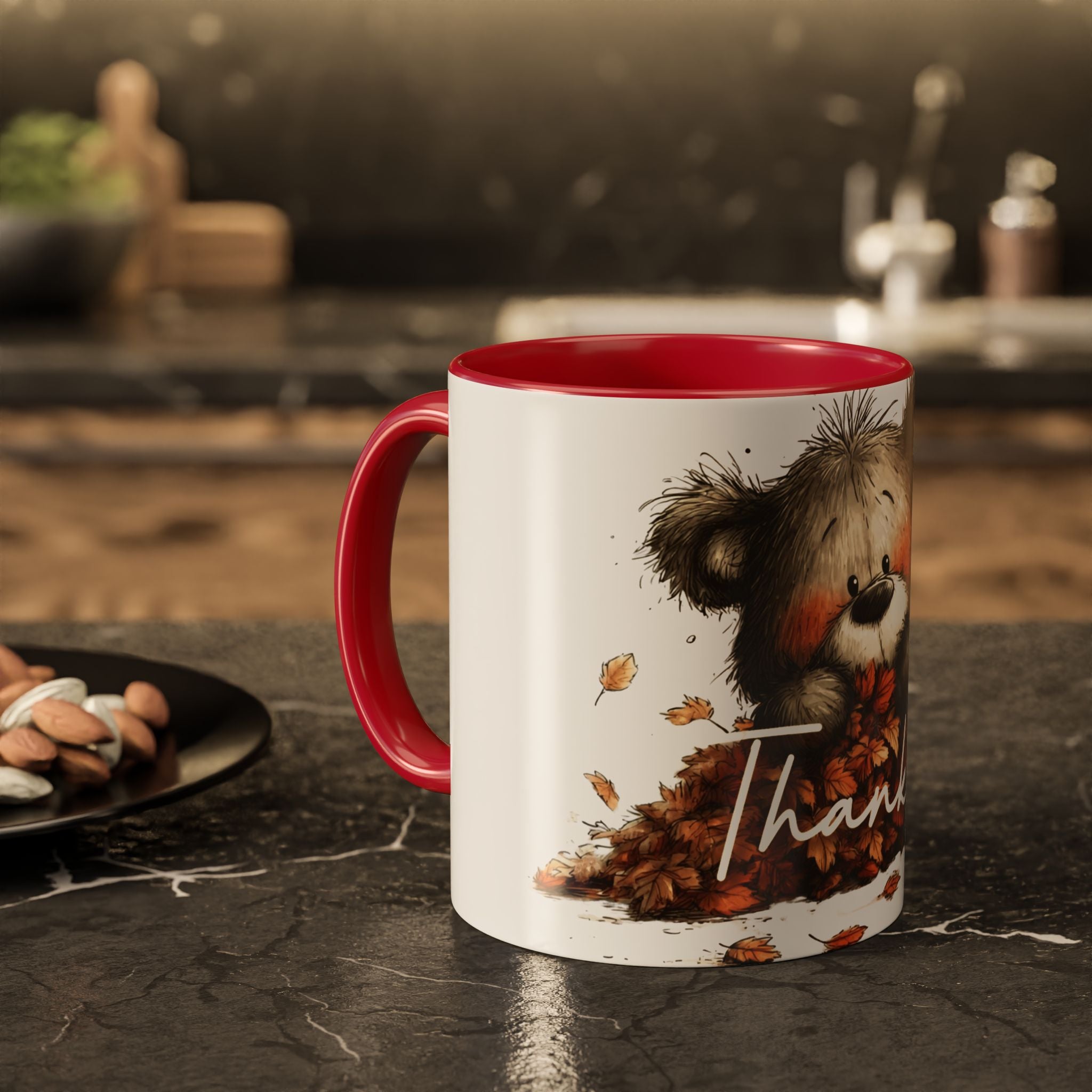 Thankful Bear Autumn Mug — Cute Fall Coffee Cup (11oz, 15oz)