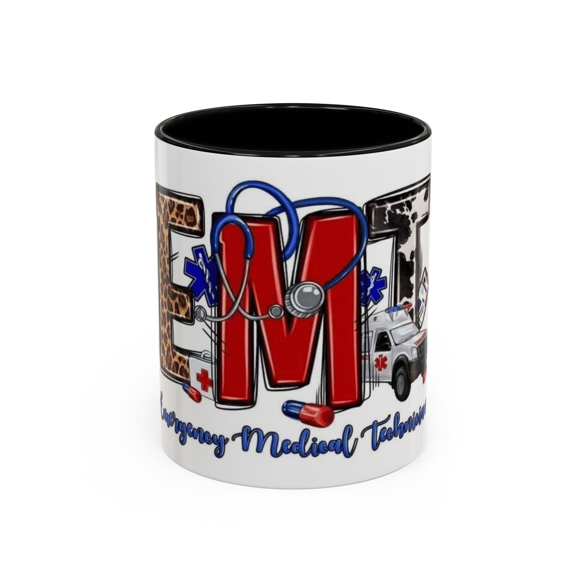 EMT Coffee Mug — Emergency Medical Technician Ambulance Stethoscope Design (11/15oz) Medical Christmas Mug