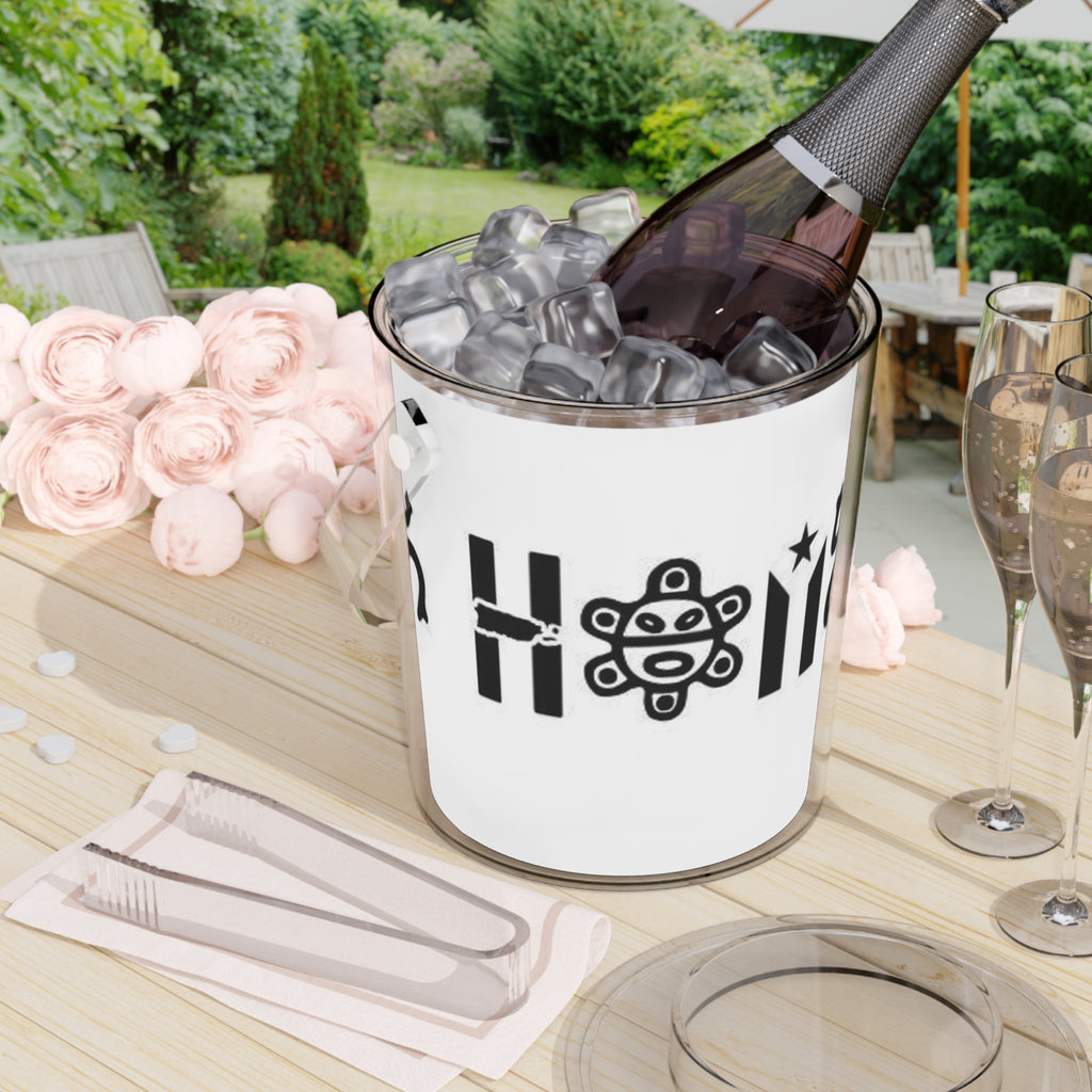 Taino Puerto Rico Ice Bucket with Tongs — Stylized Taino Symbol