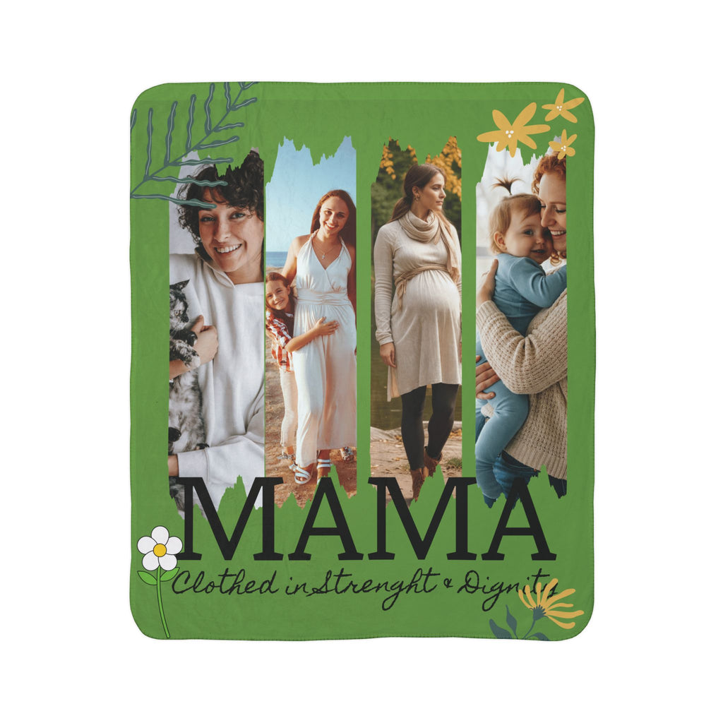 Mama Fleece Sherpa Blanket "Clothed in Strength & Dignity" Cozy Mother's Day Gift cozy all-occasion blanket!
