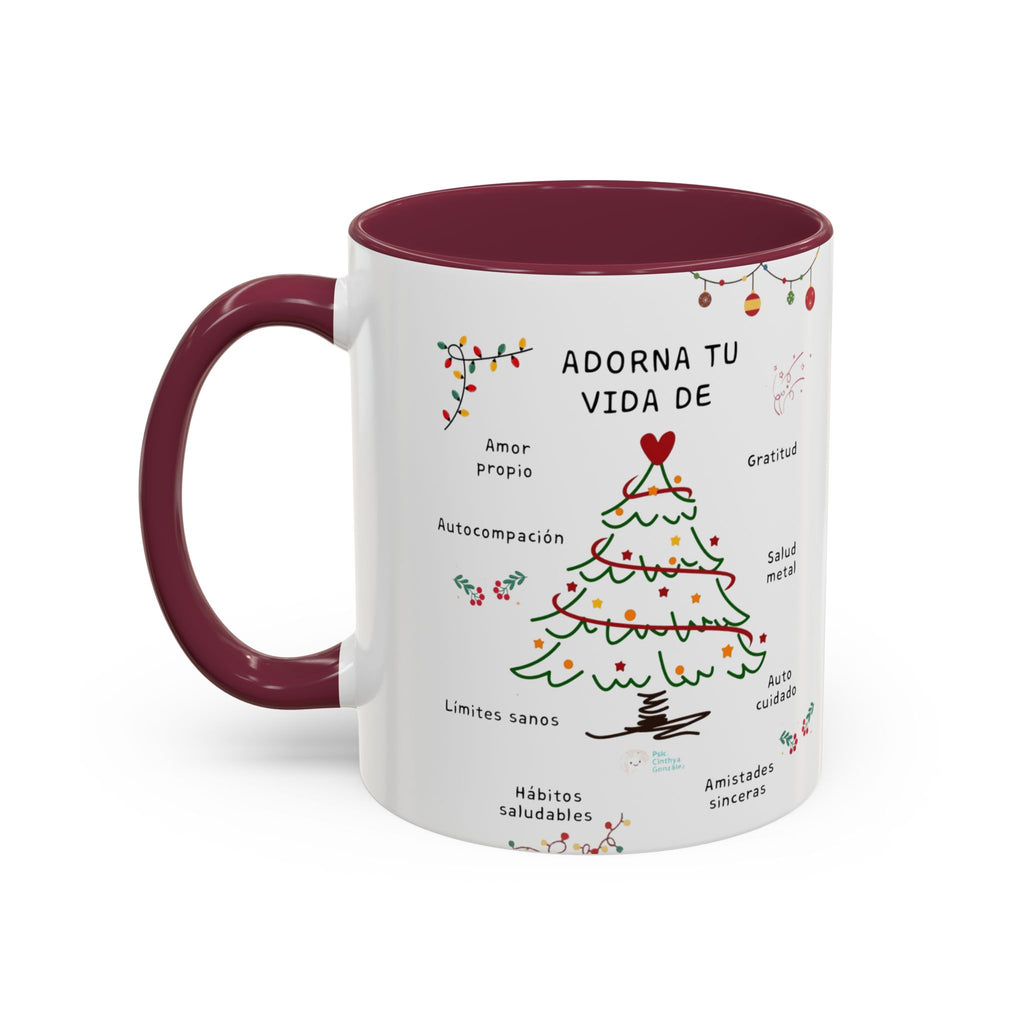 Mug — 'Adorna Tu Vida' Christmas Tree Spanish Holiday Coffee Mug (11oz/15oz)