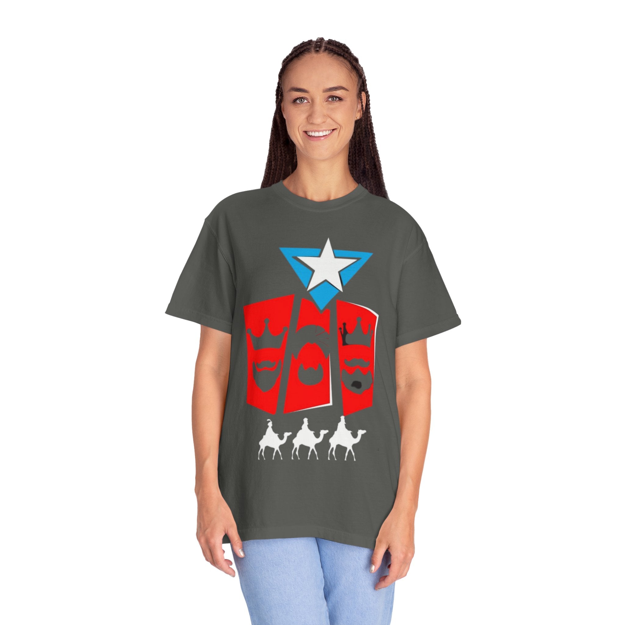 The Three Kings T-Shirt — Puerto Rican Three Kings Graphic Tee (Star & Crown Silhouettes)