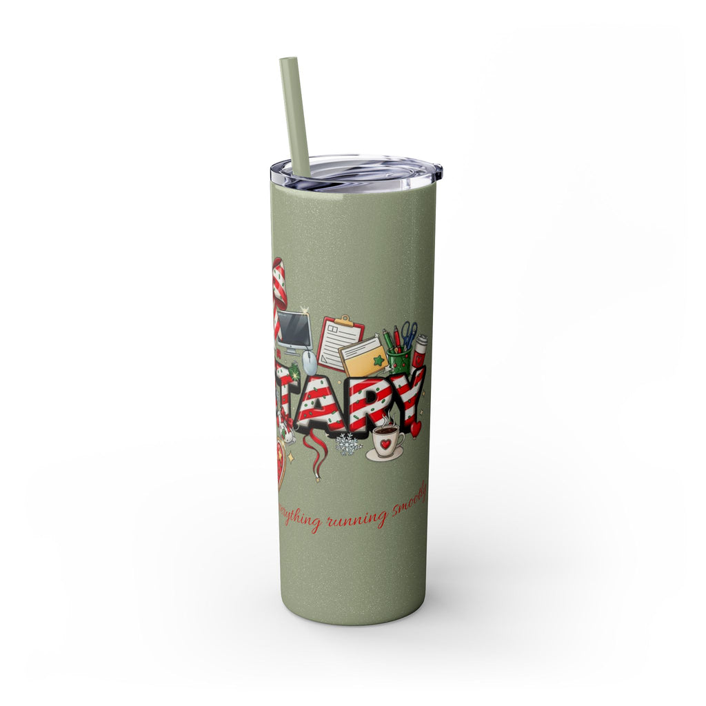 Christmas mug for the office team who keeps everything running smoothly. Candy Cane Christmas Office Secret Santa Design, 20oz with Straw