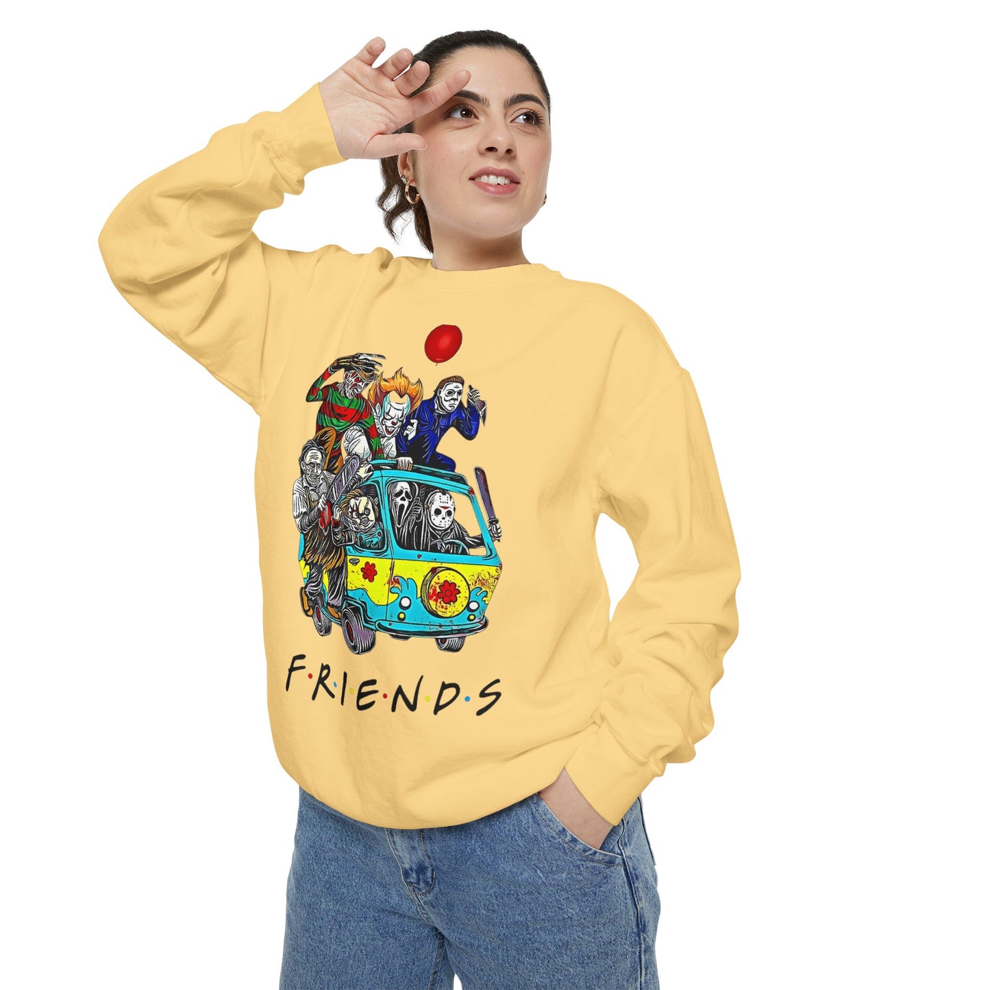 Friends-Inspired Unisex Garment-Dyed Sweatshirt, Cozy Casual Wear, Unique Graphic Sweatshirt, Perfect Gift, Everyday Style