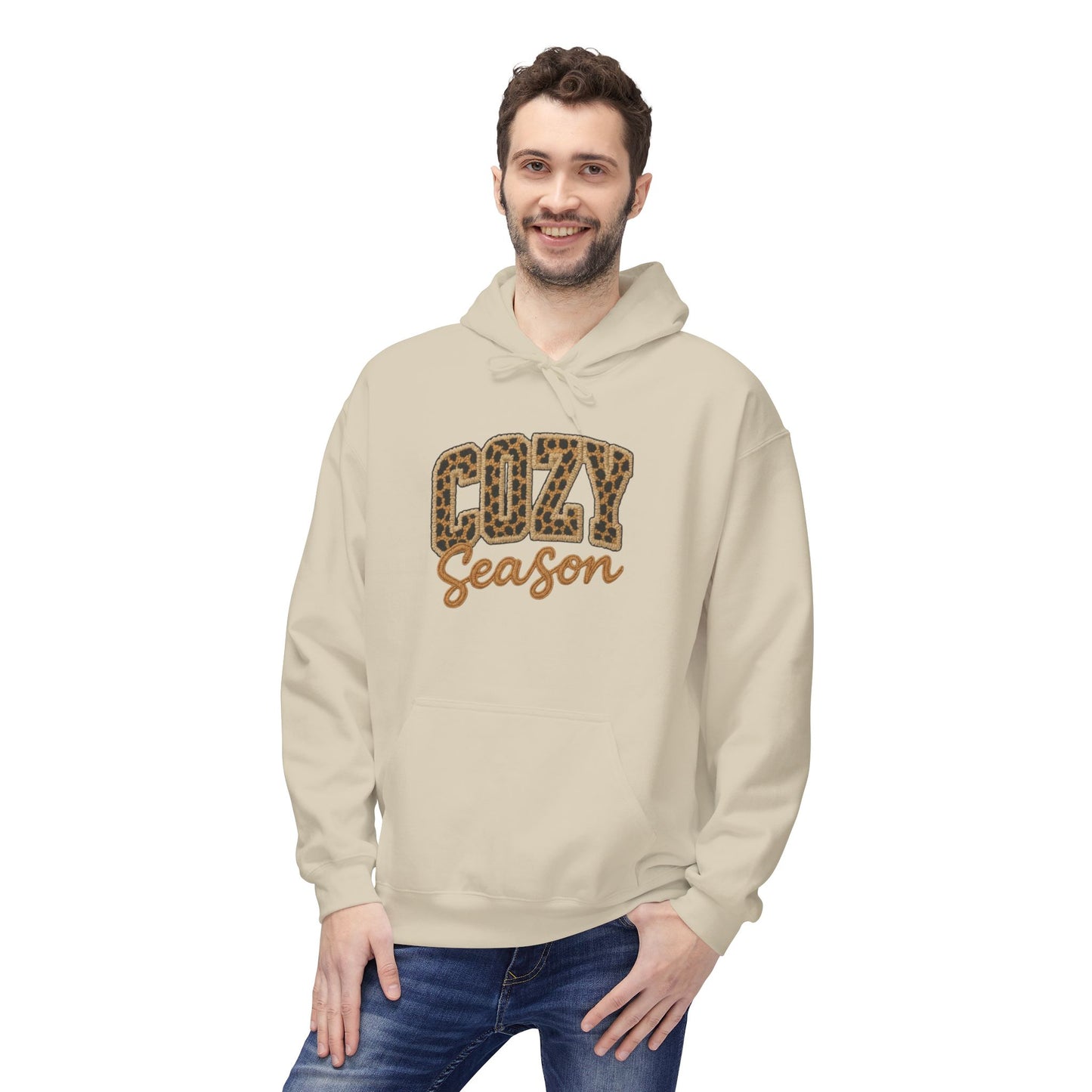 Cozy Season Leopard Hoodie — Fall Winter Graphic Pullover