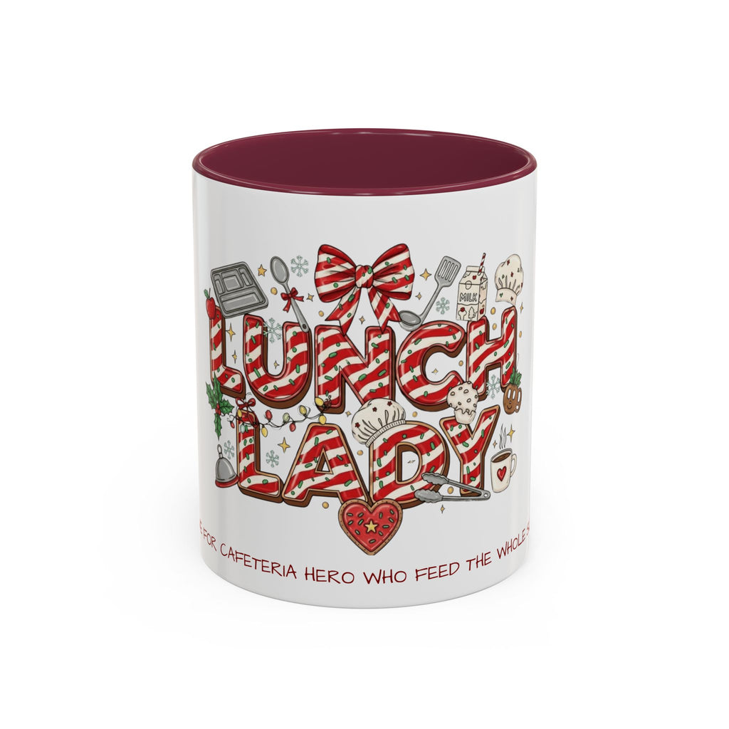 Lunch Lady Mug "Cafeteria Hero Who Feeds the Whole School With Love" | 11oz/15oz Gift  School Staff Christmas Mug Collection
