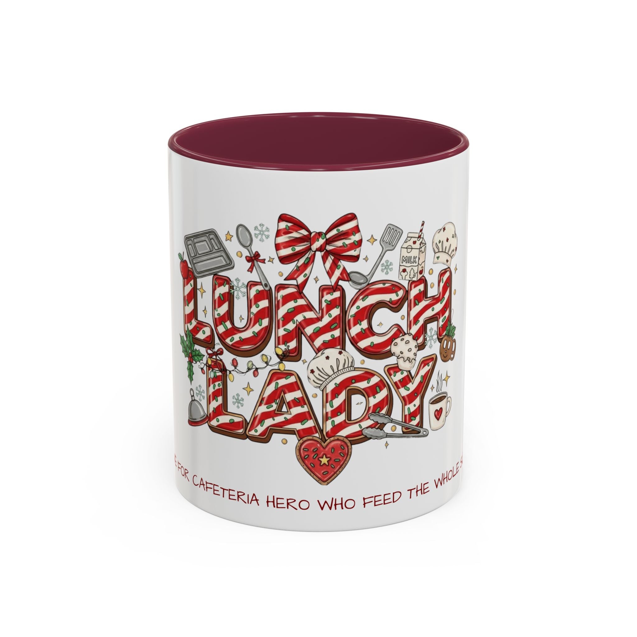Lunch Lady Mug "Cafeteria Hero Who Feeds the Whole School With Love" | 11oz/15oz Gift  School Staff Christmas Mug Collection