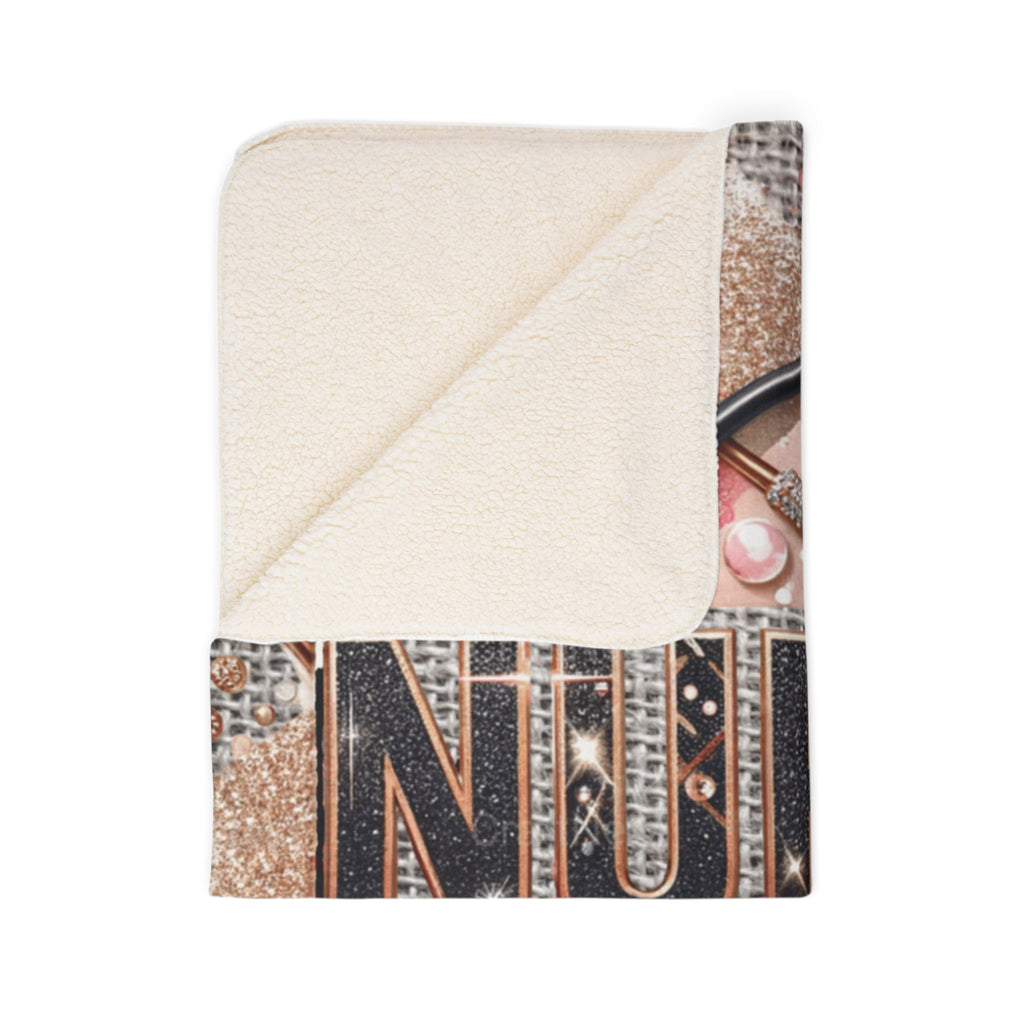 Nurse Fleece Sherpa Blanket — Pink Glam Stethoscope & Roses Cozy Throw
