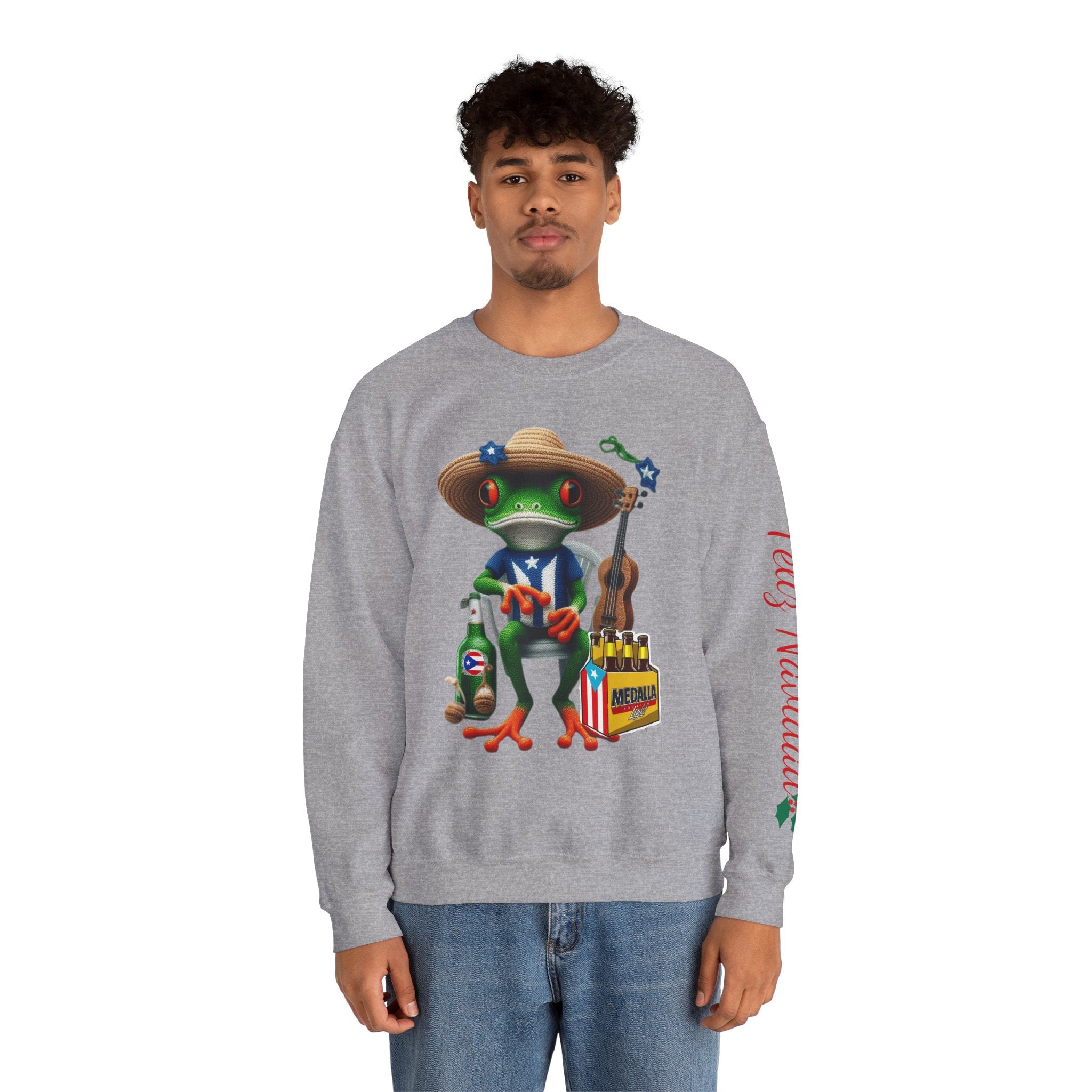 Frog Coqui Crewneck Sweatshirt – Coquito y Medalla Puerto Rican Vibes
