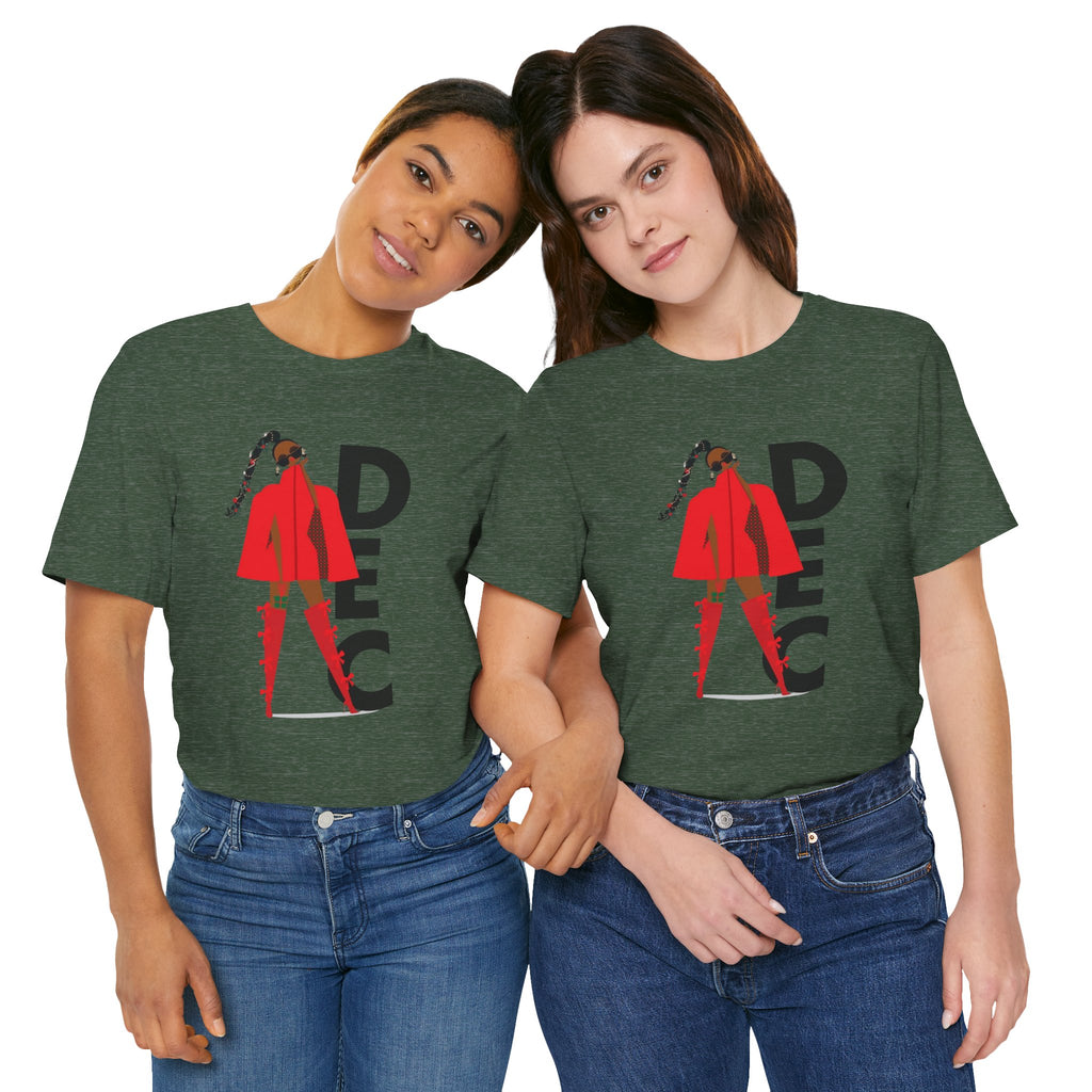 December Fashion Tee  Red Coat Model Graphic Shirt
