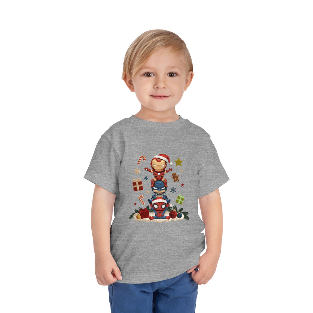 Toddler Tee  Cute Stacked Superhero Christmas Pile christmas kids collection