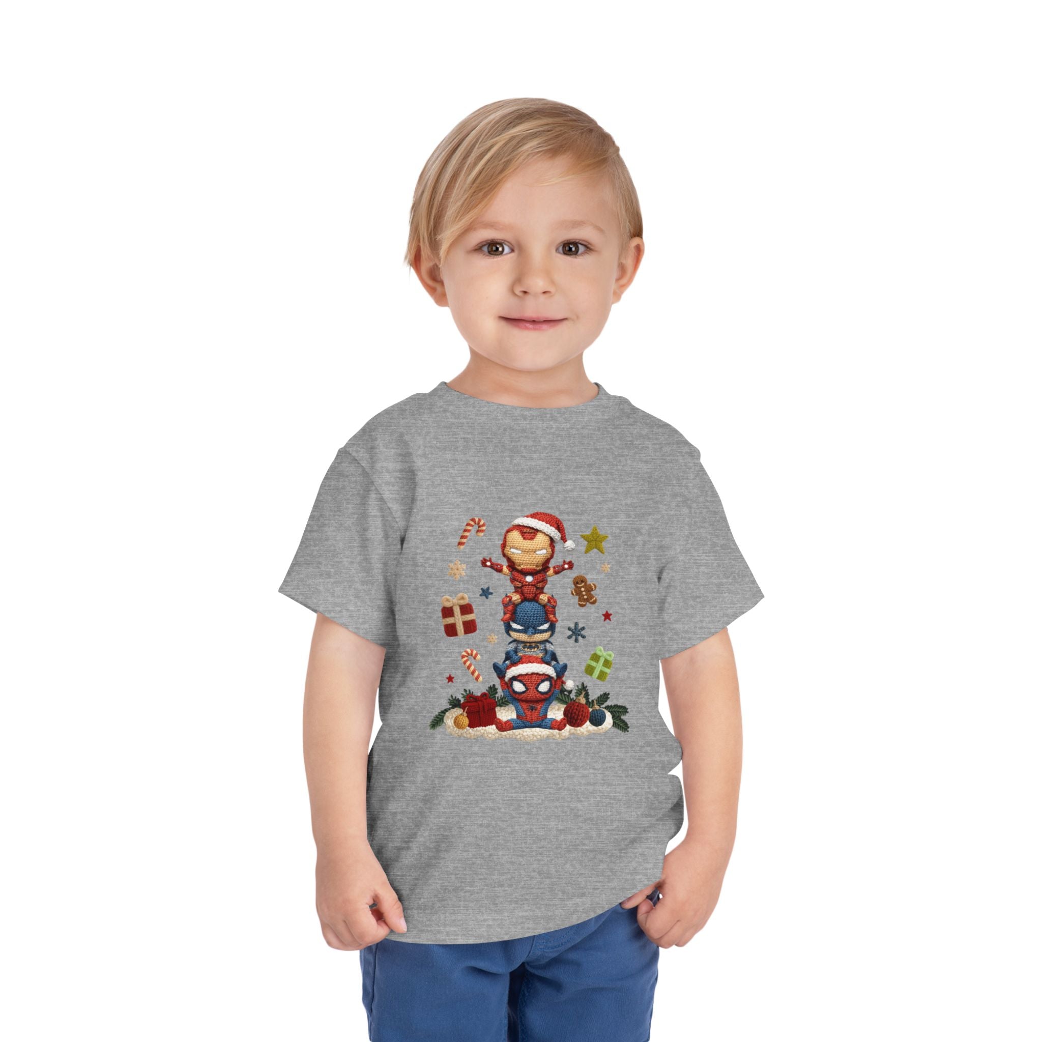Toddler Tee  Cute Stacked Superhero Christmas Pile christmas kids collection