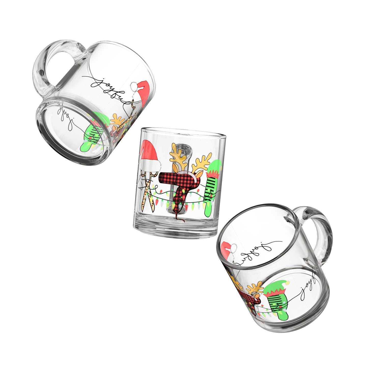 Beauty Styles Christmas Design Festive Glass Mug 10oz Christmas Cheer with Reindeer and Holiday Decor