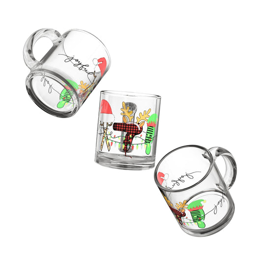 Beauty Styles Christmas Design Festive Glass Mug 10oz Christmas Cheer with Reindeer and Holiday Decor