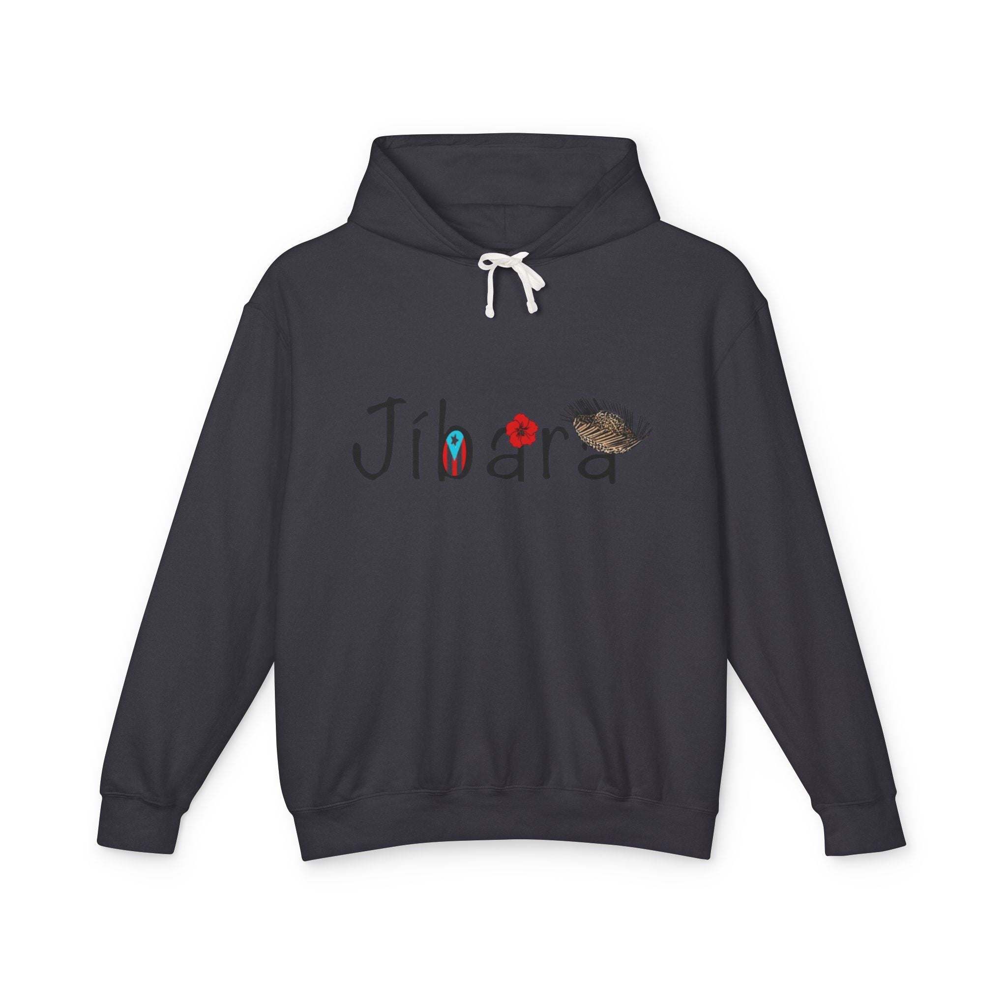 Jíbara Hoodie — Puerto Rican Heart Flag Lightweight Hooded Sweatshirt