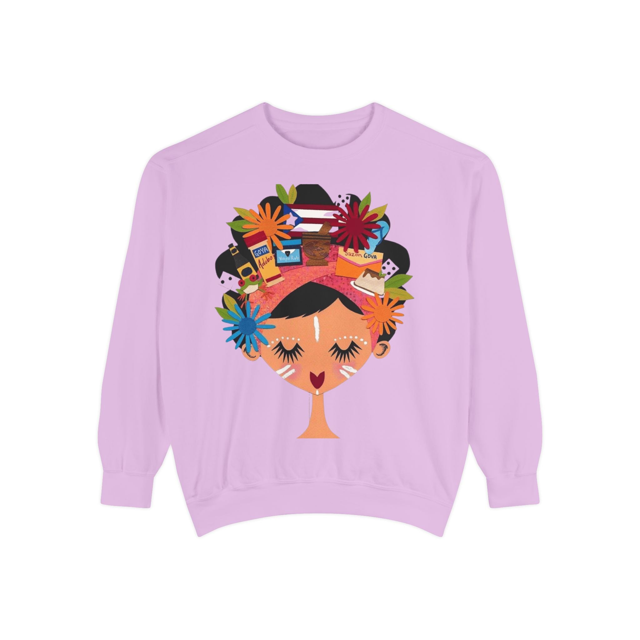 Floral Fiesta Sweatshirt — Colorful Tropical Woman Graphic Puerto Rico Navidades