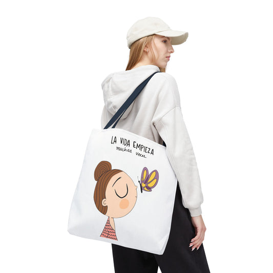 Lleva inspiración contigo a donde vayas, Eco-Friendly Carryall, Motivational Gift, Cute Reusable Shopper, Butterfly Design, Brighten Your Day