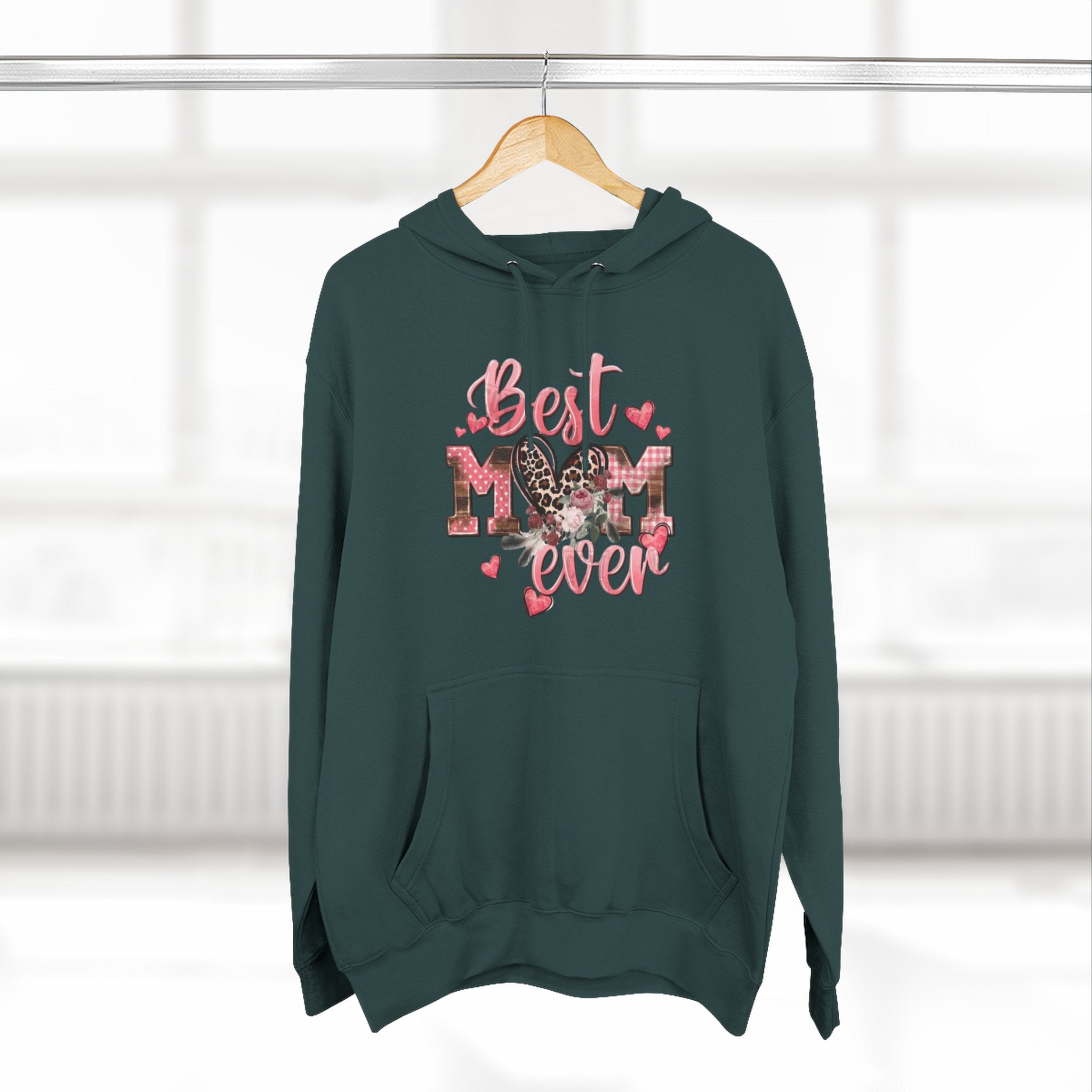 Best Mom Ever Hoodie  Leopard Heart Mother's Day Pullover