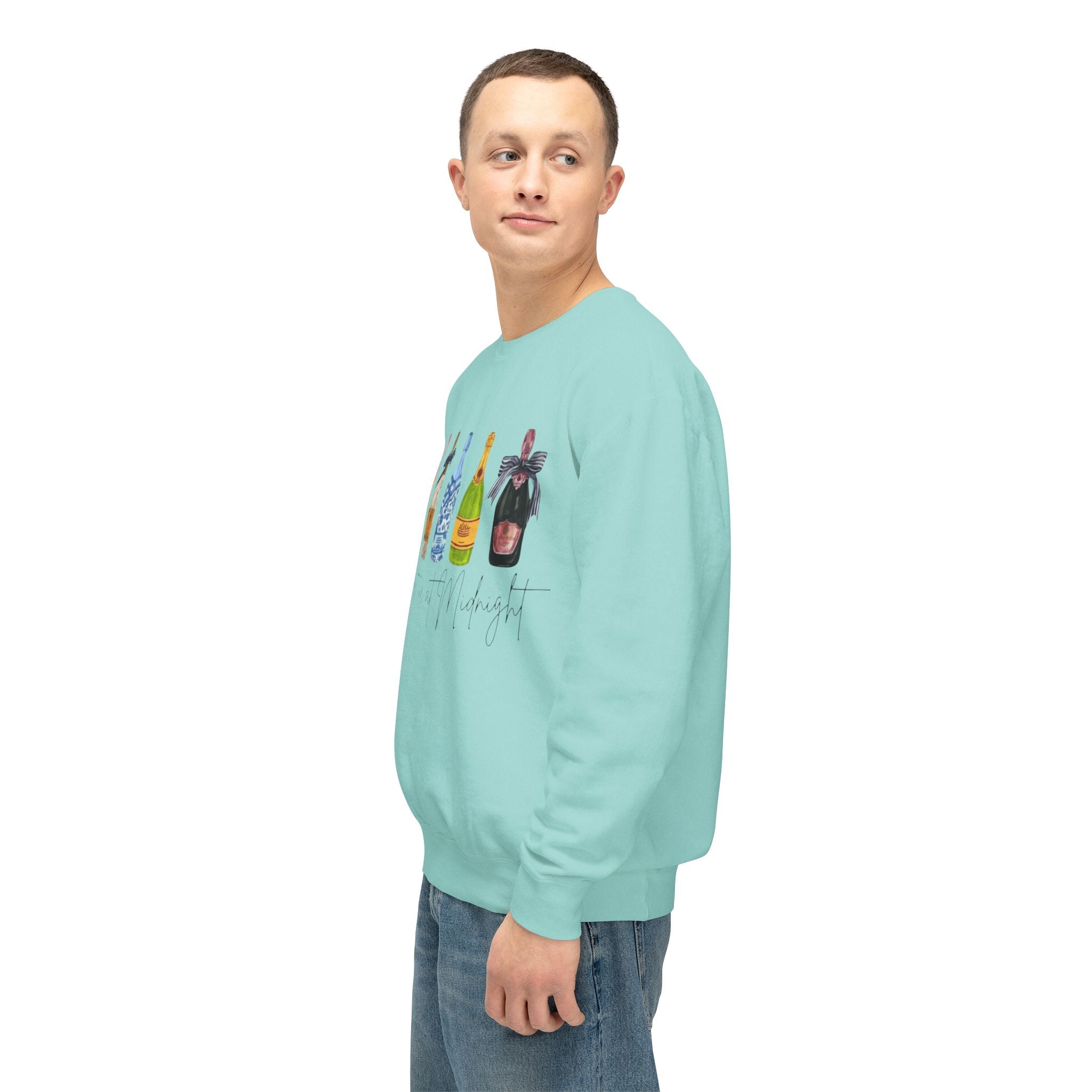 Champagne Bottles Crewneck Sweatshirt  Celebratory Bubbly Graphic