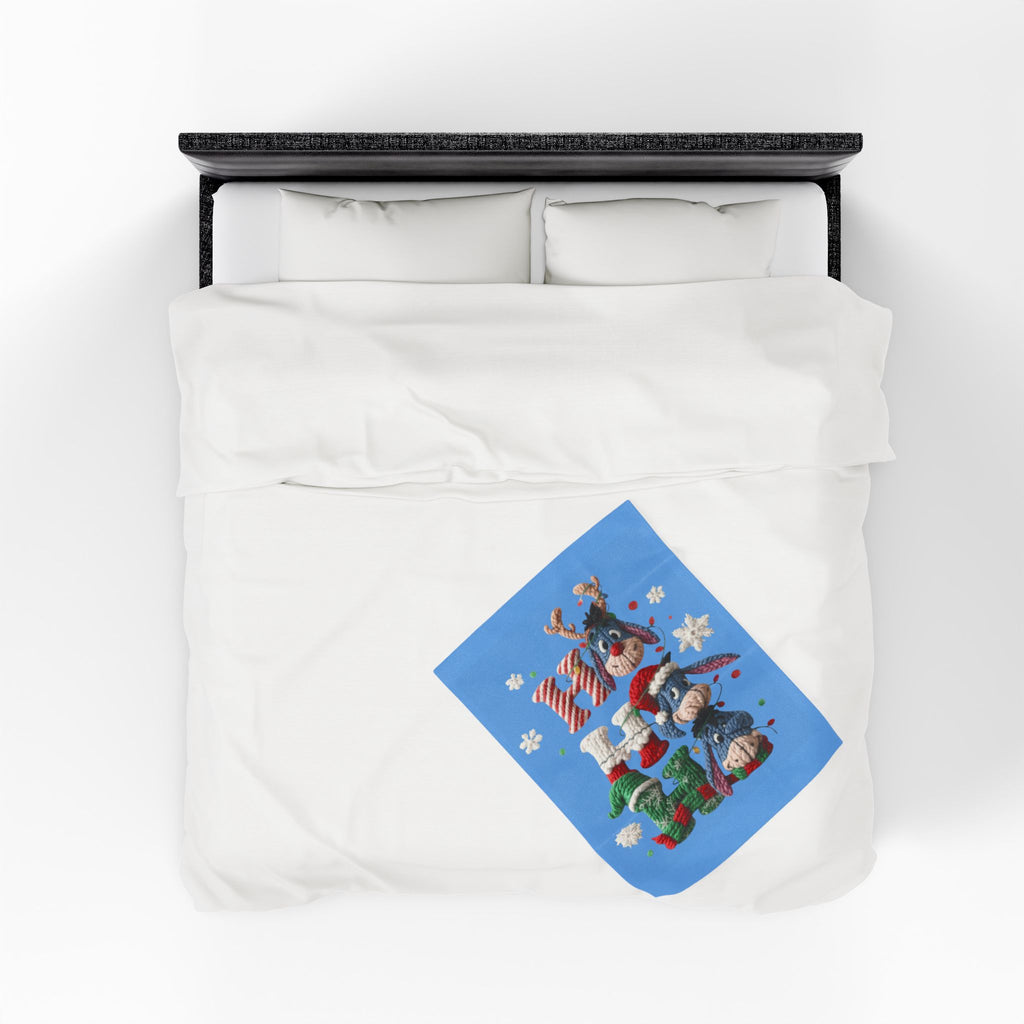 Holiday Eeyore Velveteen Plush Blanket — Cute Christmas Knit-Style Design