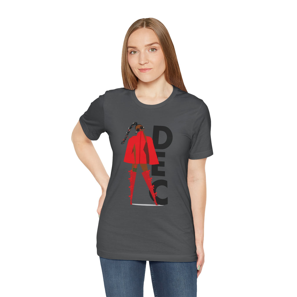December Fashion Tee  Red Coat Model Graphic Shirt