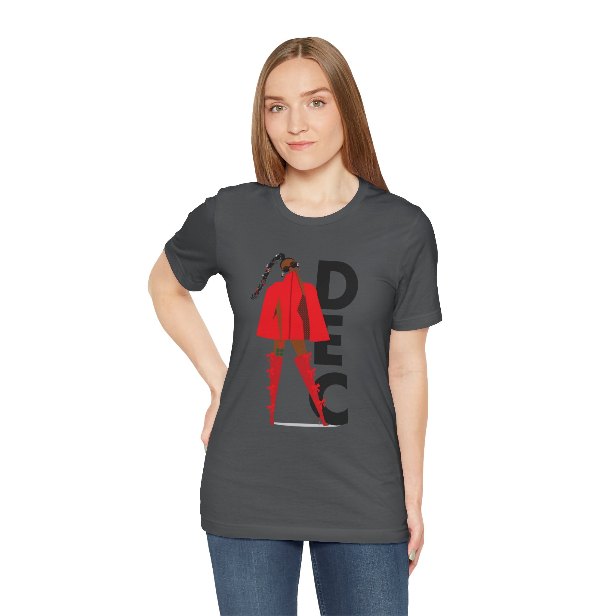 December Fashion Tee  Red Coat Model Graphic Shirt