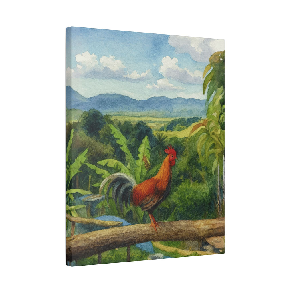 These Puerto Rico inspired Rooster Morning Landscape Canvas