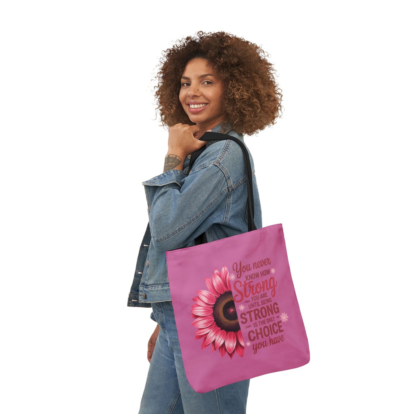 Cancer Survivor Hope Collection Inspirational Canvas Tote Bag with Floral Design